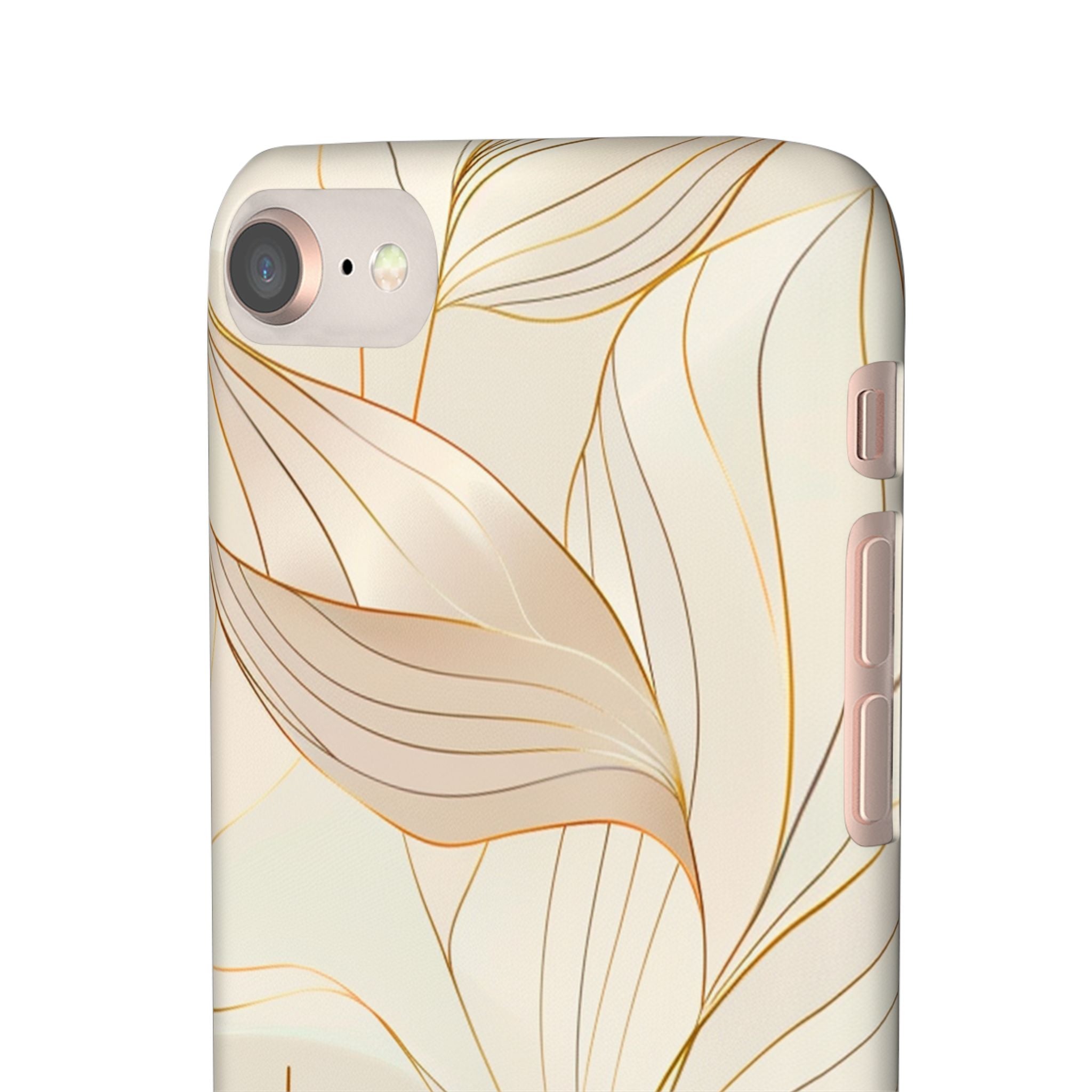 Floral Gold Leaf Phone Case — Elegant Neutral Botanical Snap Case