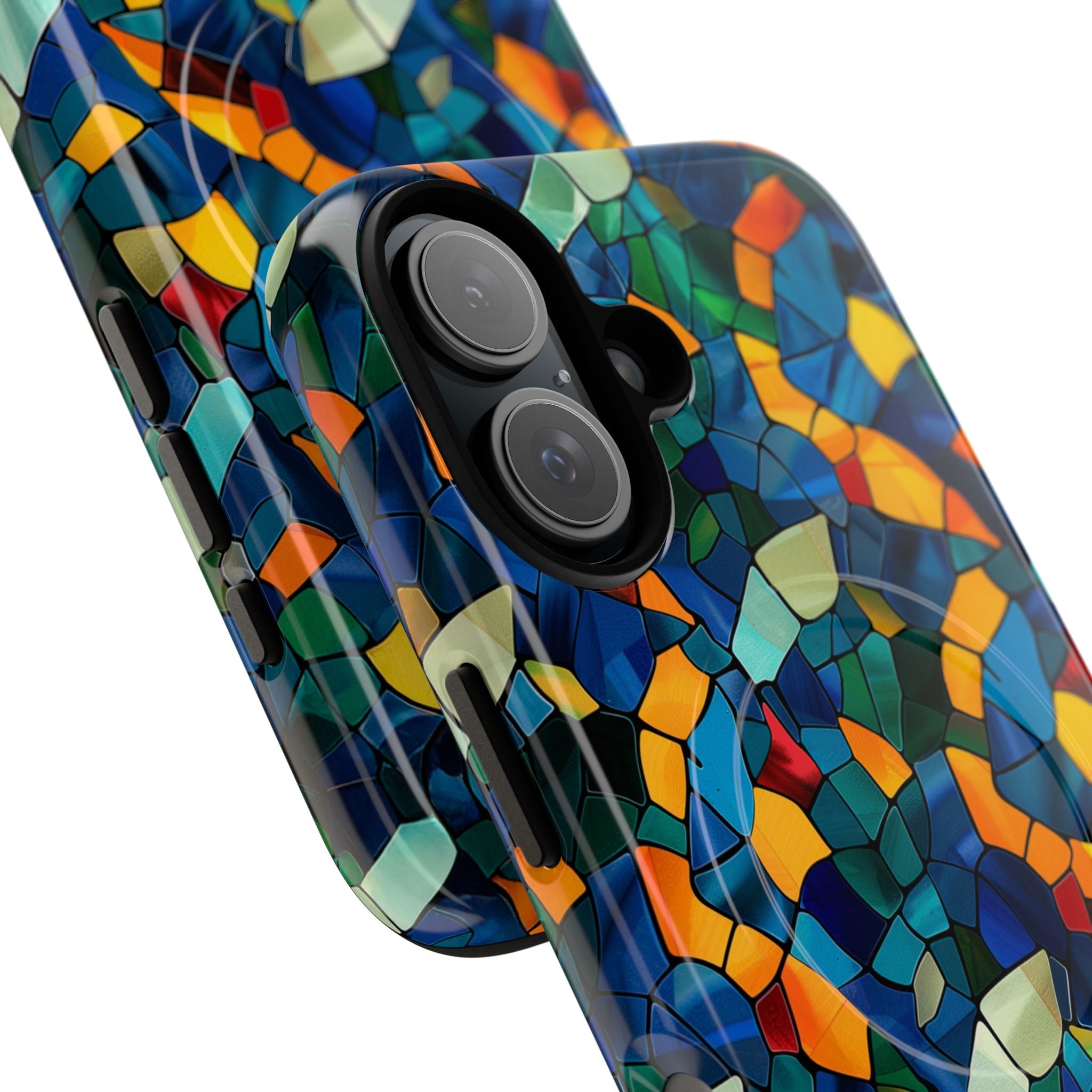Stained Glass Mosaic Tough Magnetic Phone Case — Vibrant Abstract Protective Cover
