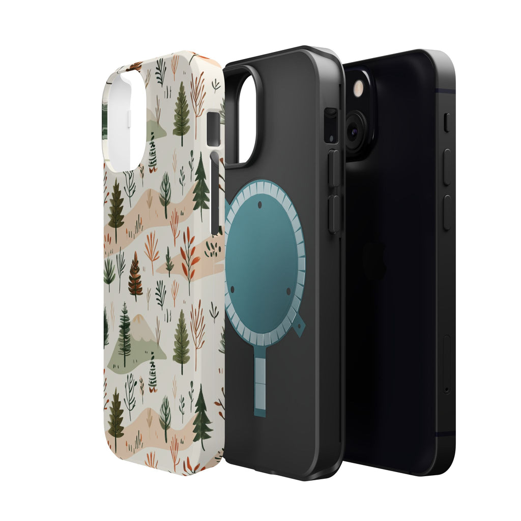 Magnetic Impact-Resistant Phone Case — Woodland Trees Pattern