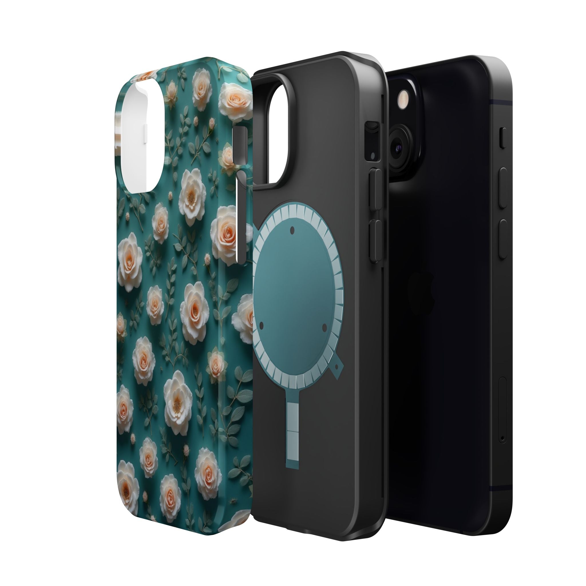 Floral Rose Pattern Magnetic Impact-Resistant Phone Case