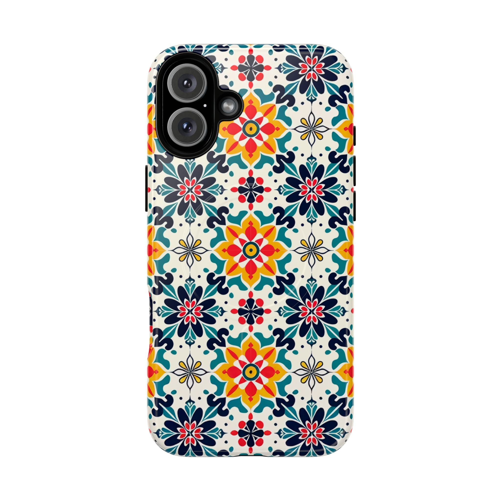 Floral Mosaic Tough Magnetic Phone Case — Colorful Boho Protective Cover
