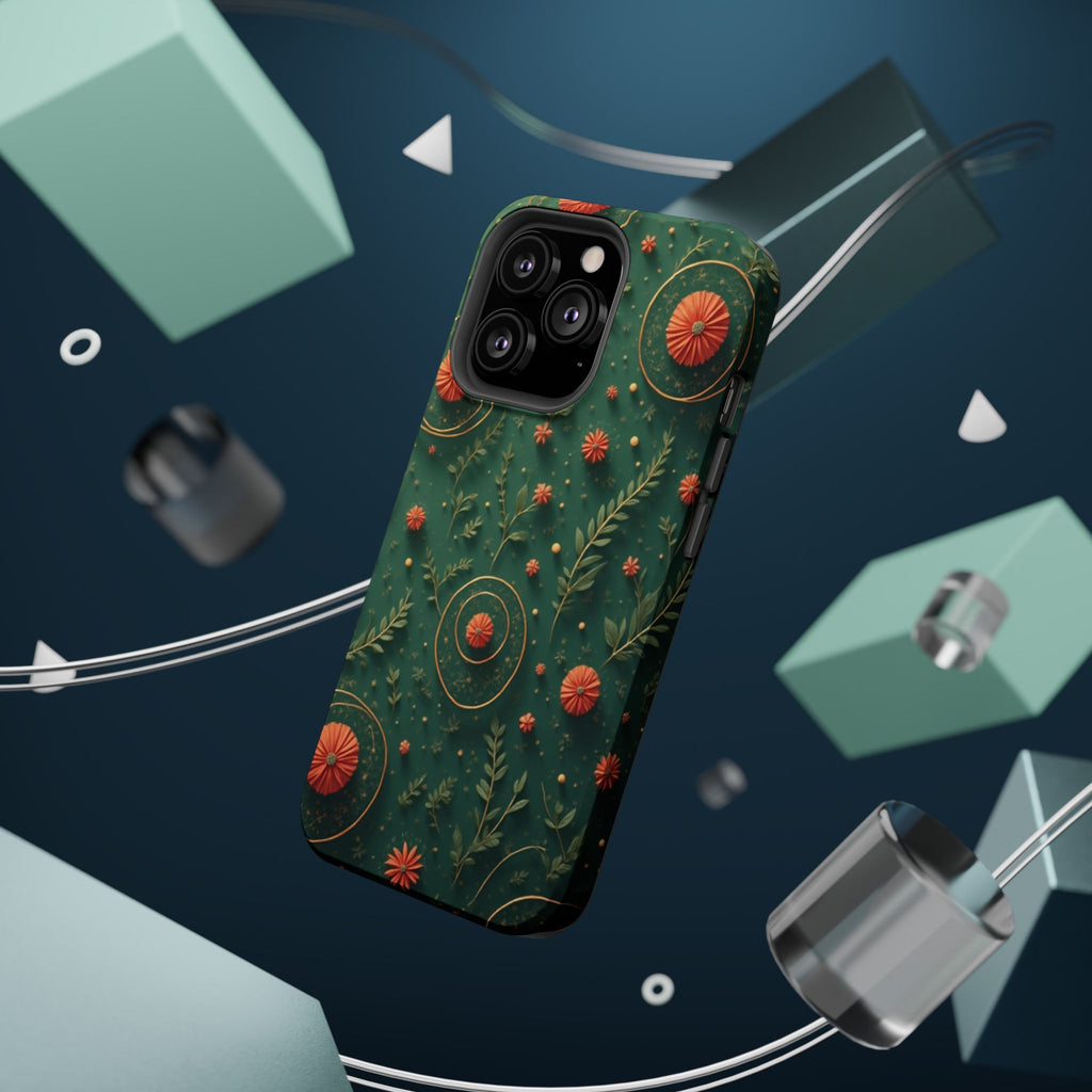 Floral Green Magnetic Impact Phone Case — Protective Botanical Design