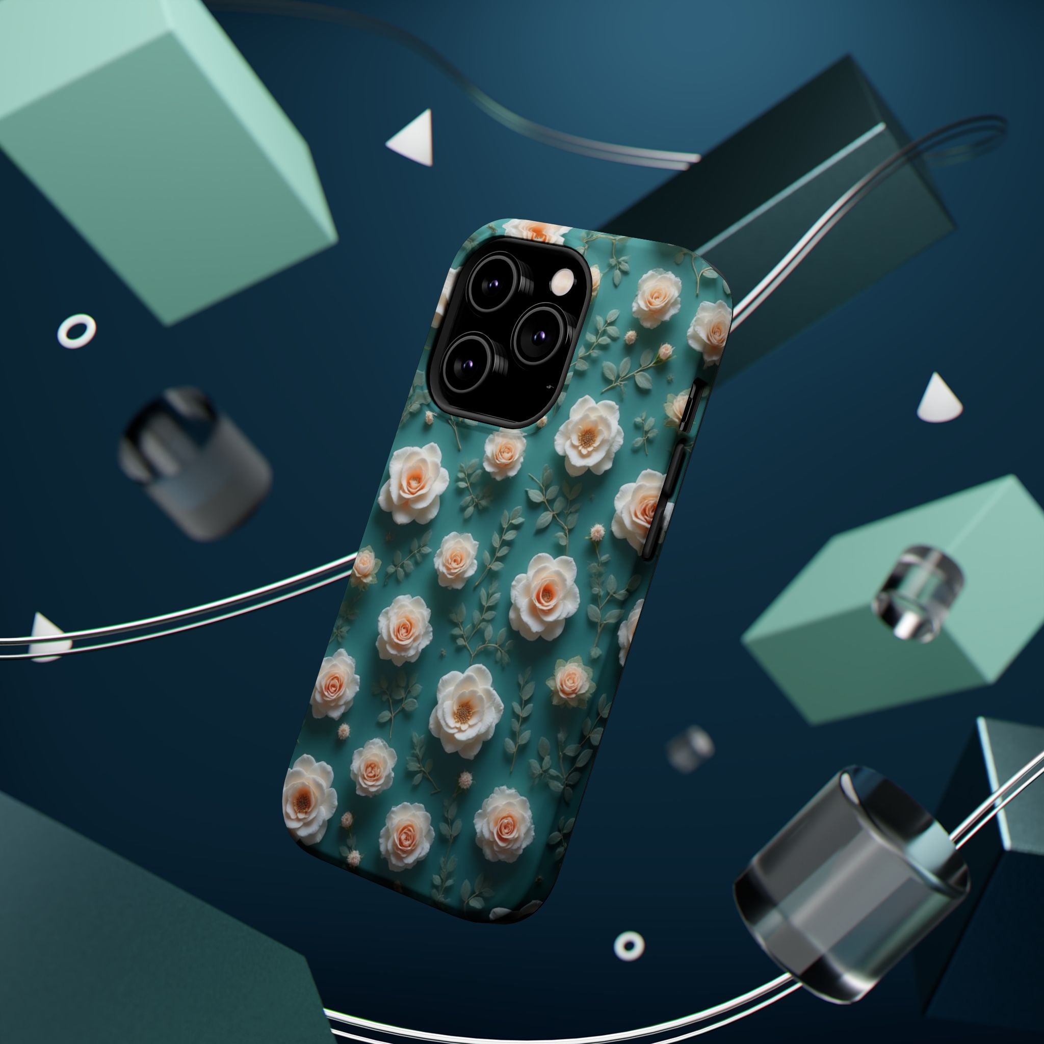 Floral Rose Pattern Magnetic Impact-Resistant Phone Case