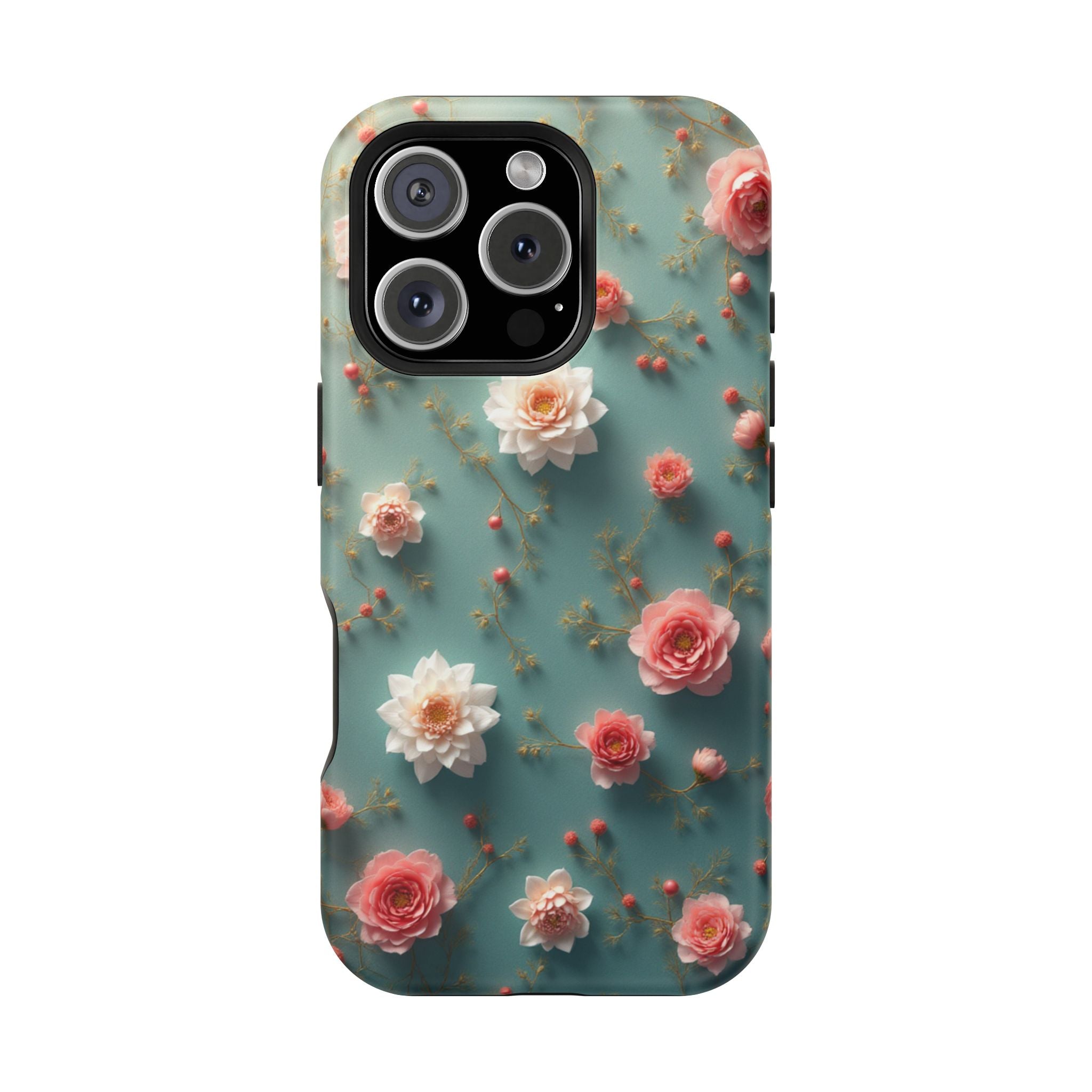 Floral Rose Pattern Magnetic Impact-Resistant Phone Case