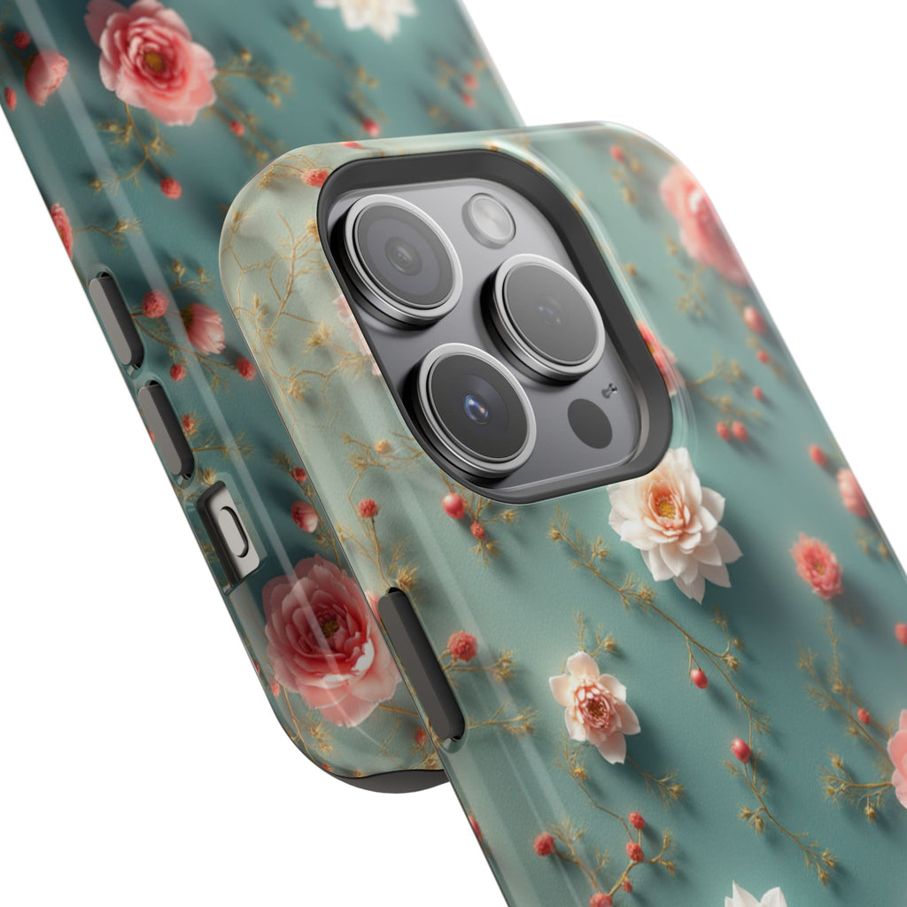 Floral Rose Pattern Magnetic Impact-Resistant Phone Case
