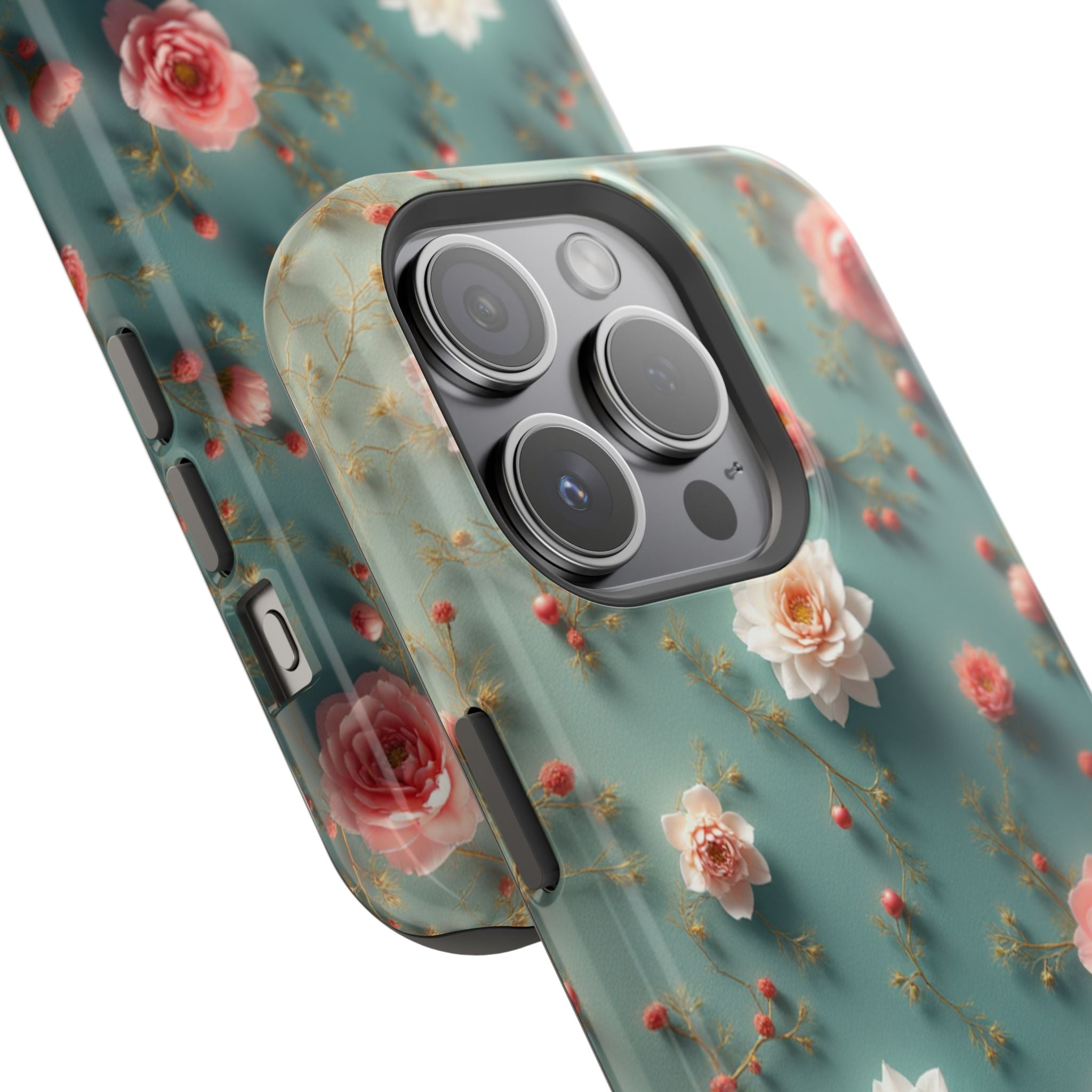Floral Rose Pattern Magnetic Impact-Resistant Phone Case