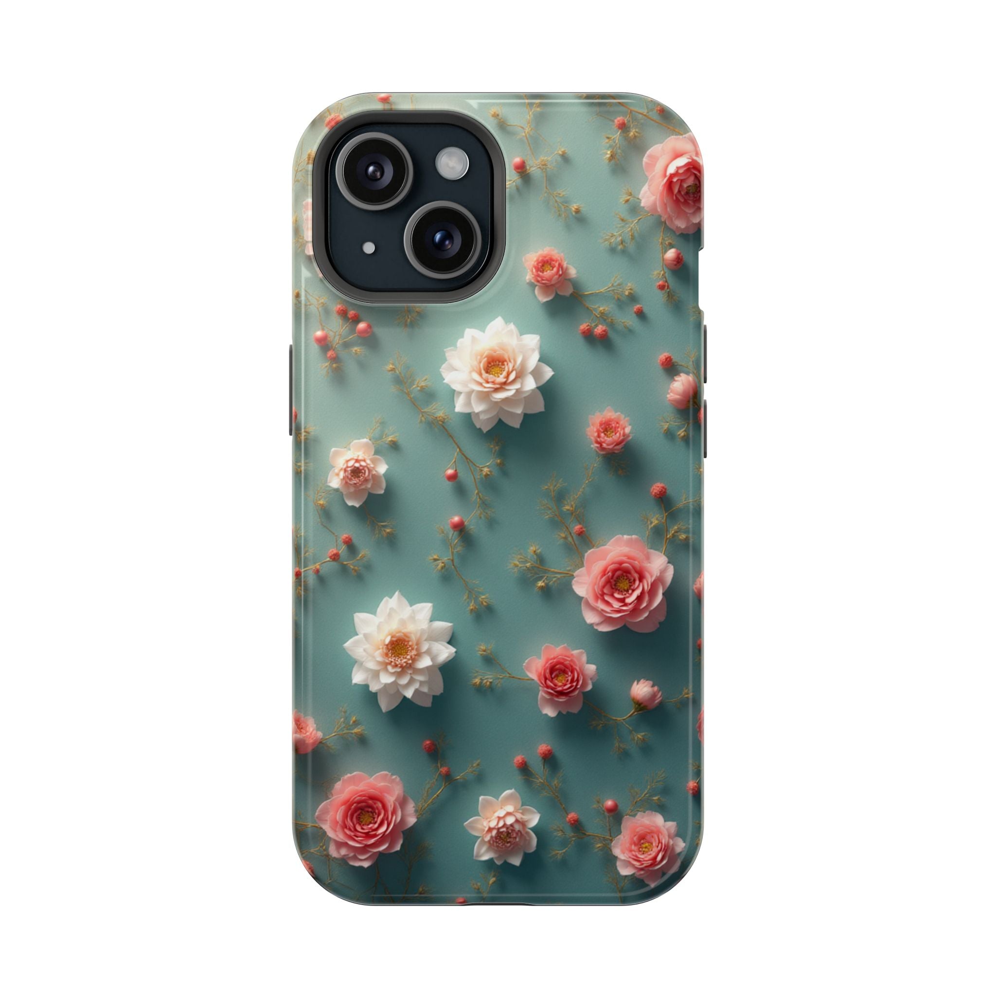 Floral Rose Pattern Magnetic Impact-Resistant Phone Case