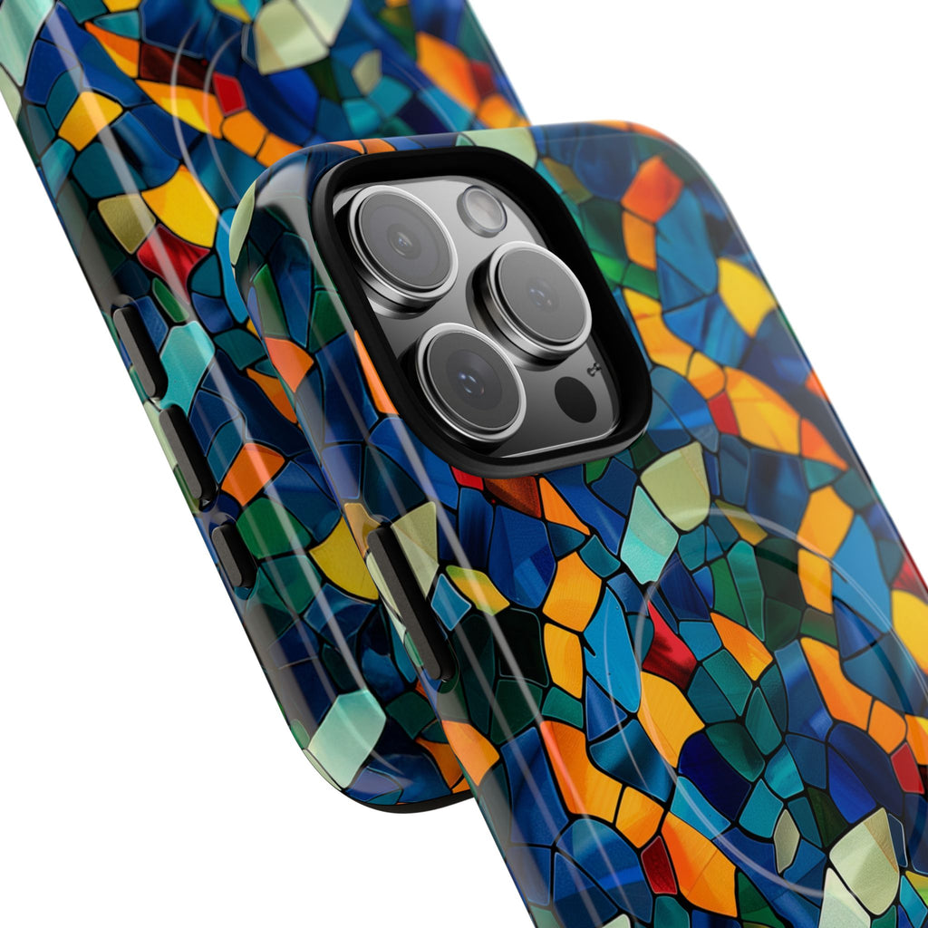 Stained Glass Mosaic Tough Magnetic Phone Case — Vibrant Abstract Protective Cover