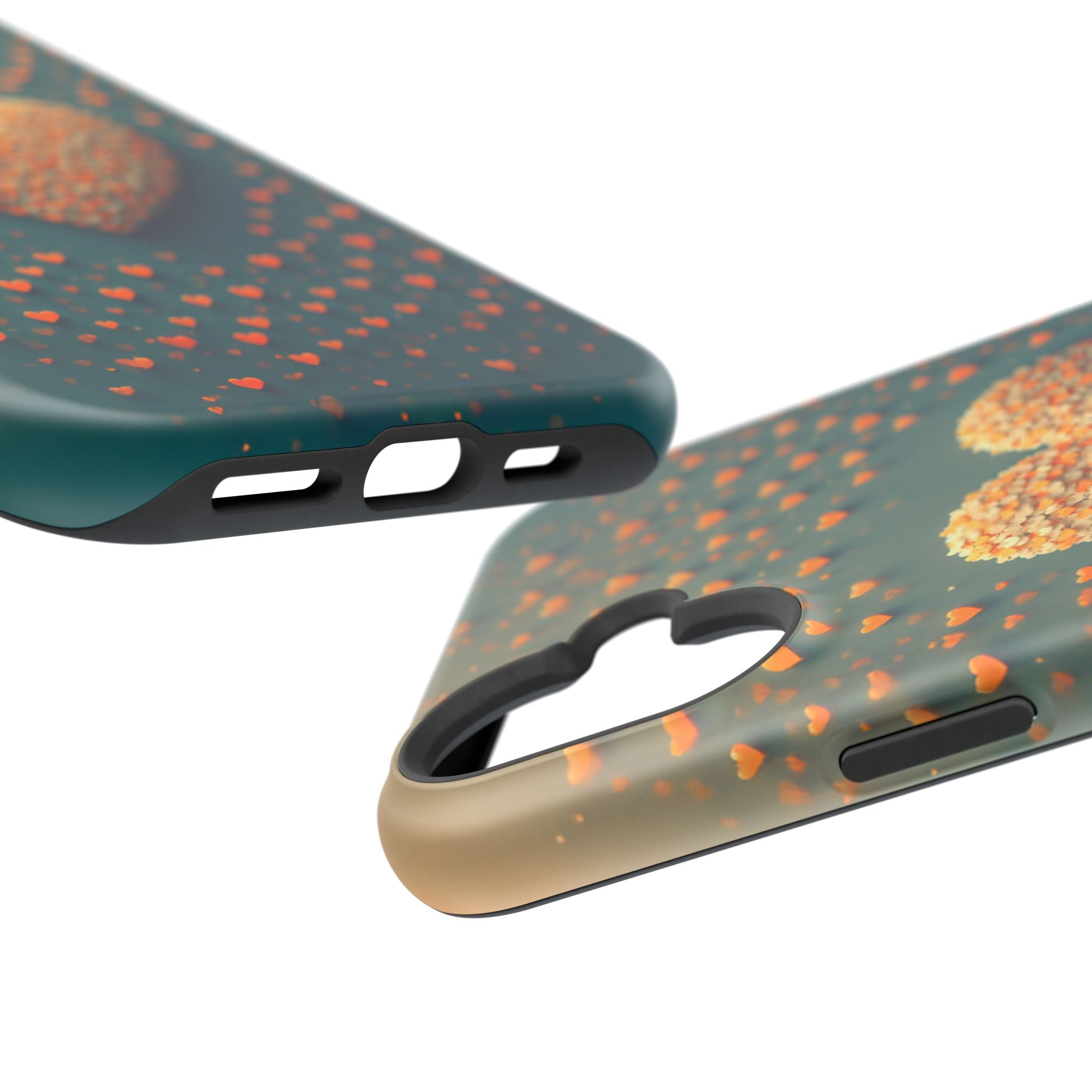 Magnetic Impact-Resistant Phone Case — Textured Heart Confetti Design
