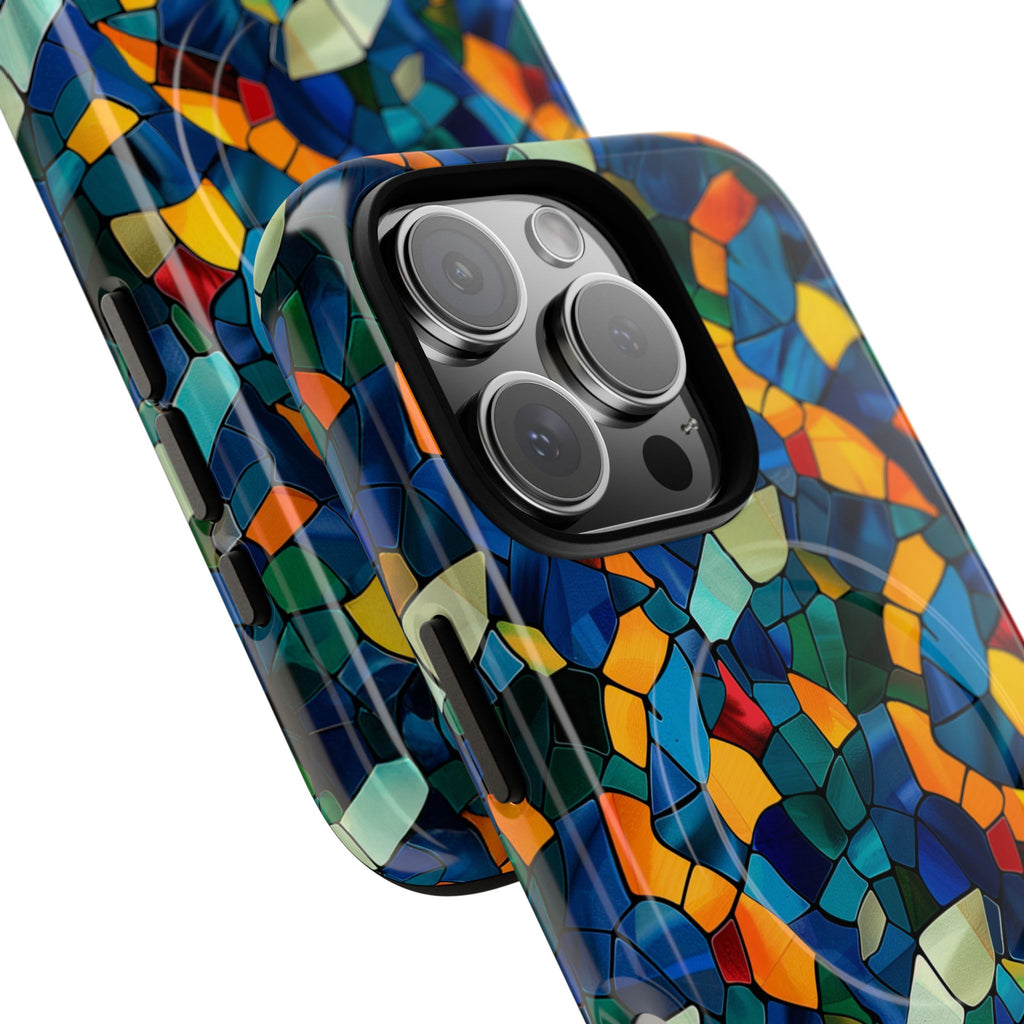 Stained Glass Mosaic Tough Magnetic Phone Case — Vibrant Abstract Protective Cover