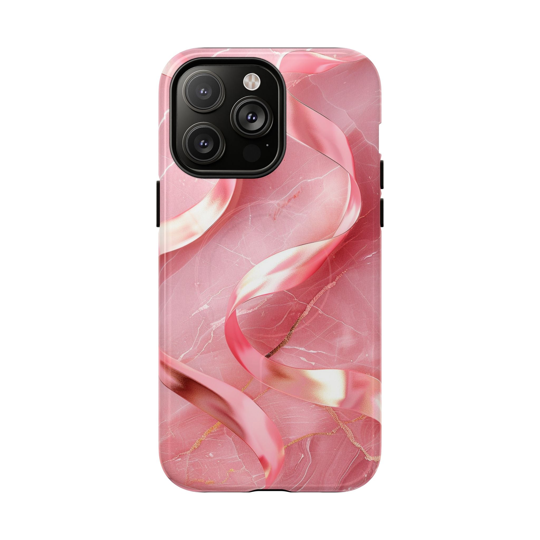 Pink Marble Tough Magnetic Phone Case — Abstract Rose Swirl Magnetic iPhone Cover