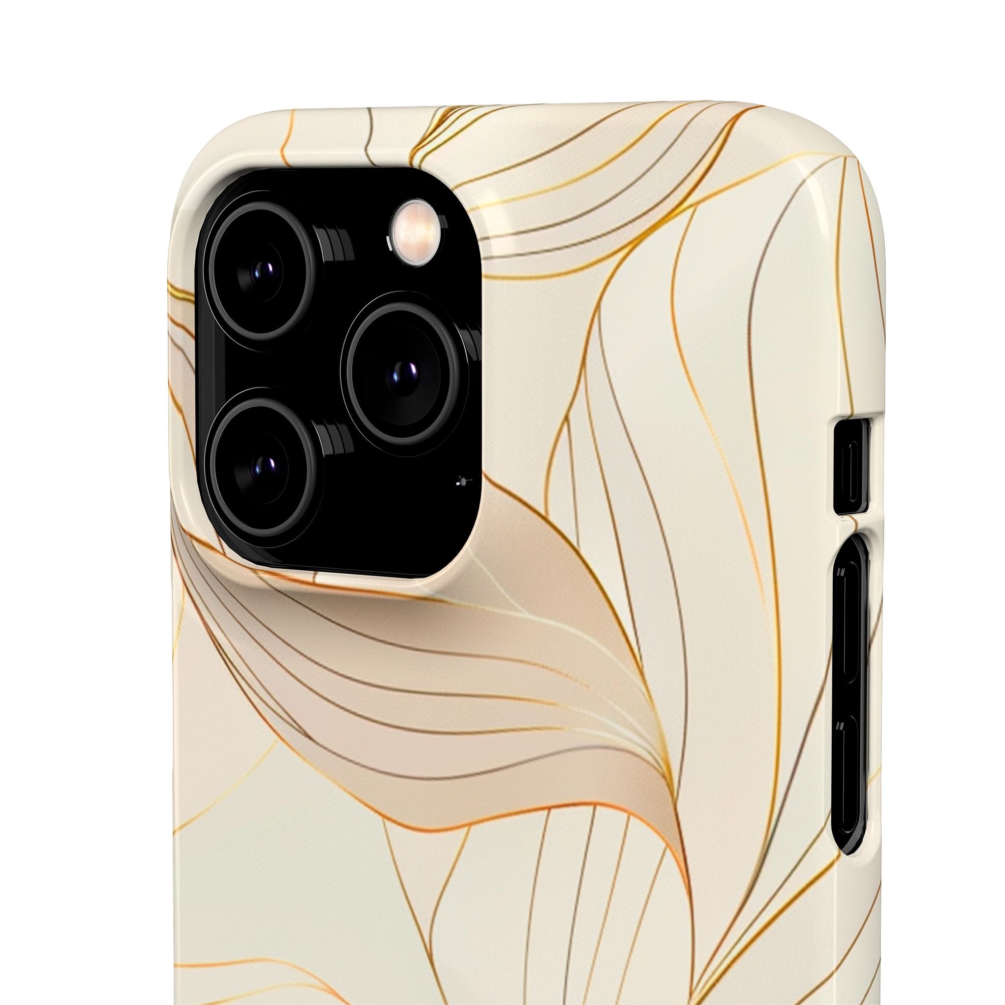 Floral Gold Leaf Phone Case — Elegant Neutral Botanical Snap Case