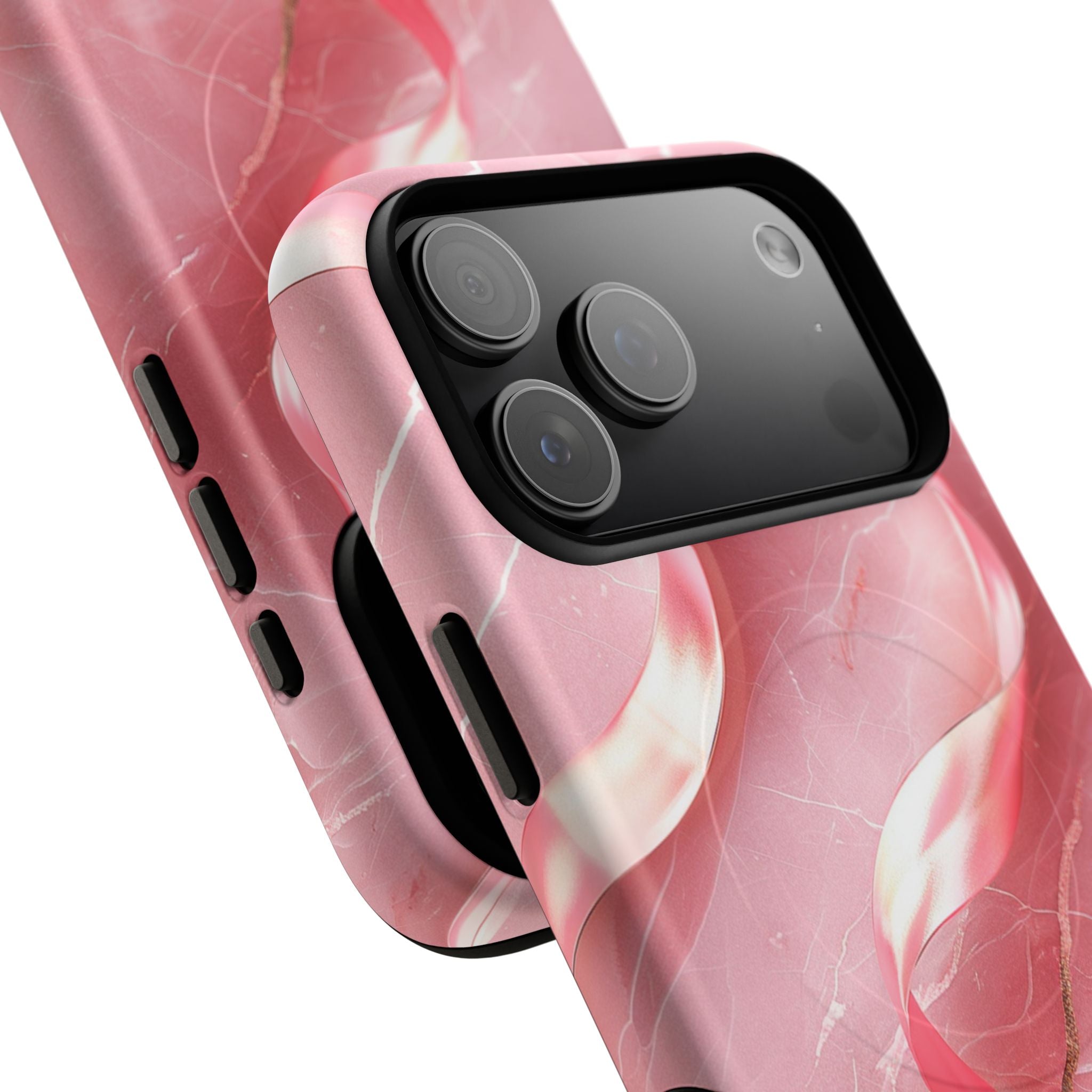 Pink Marble Tough Magnetic Phone Case — Abstract Rose Swirl Magnetic iPhone Cover