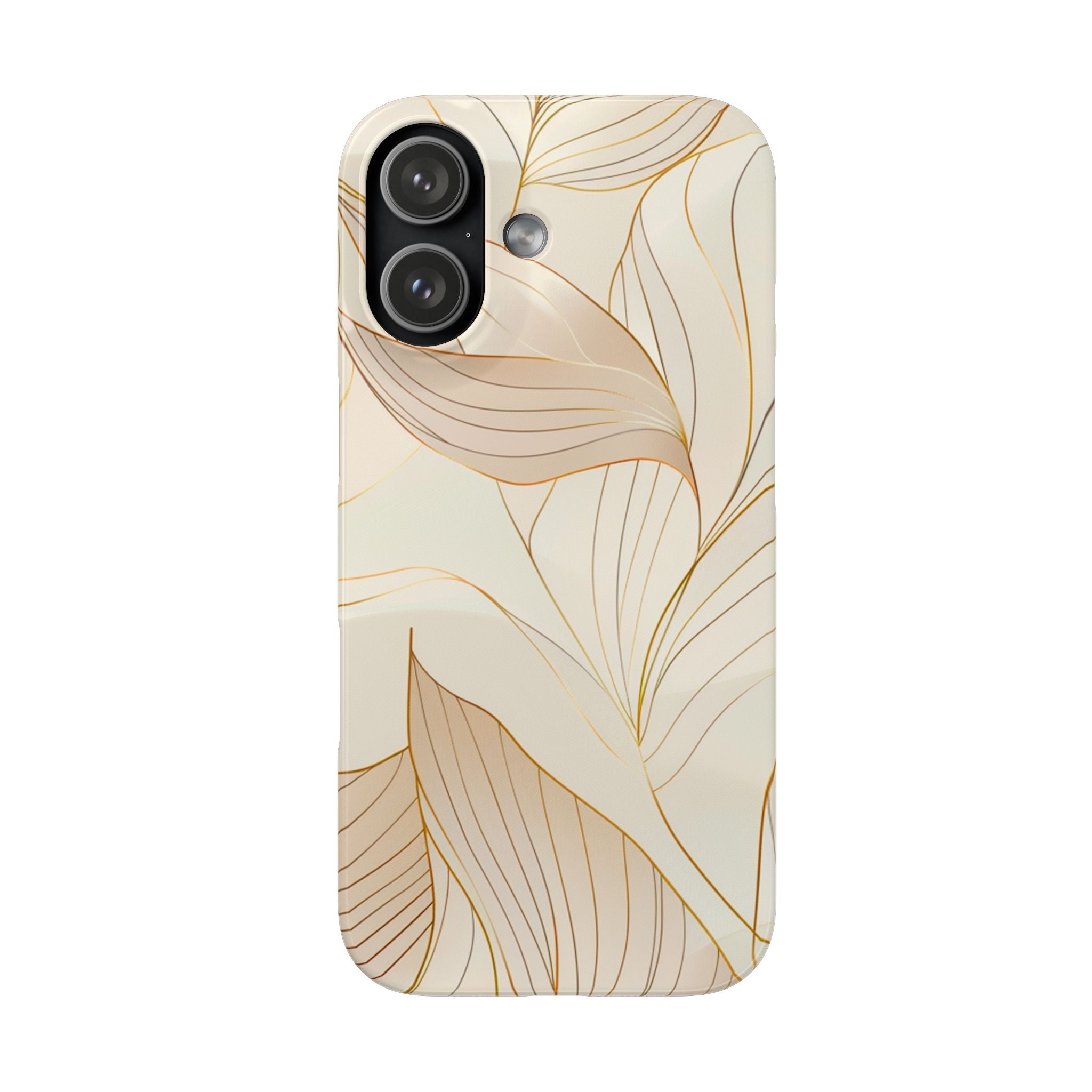 Floral Gold Leaf Phone Case — Elegant Neutral Botanical Snap Case