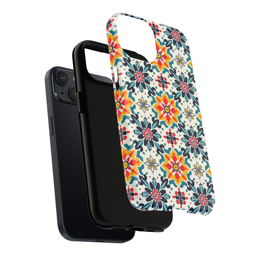 Floral Mosaic Tough Magnetic Phone Case — Colorful Boho Protective Cover