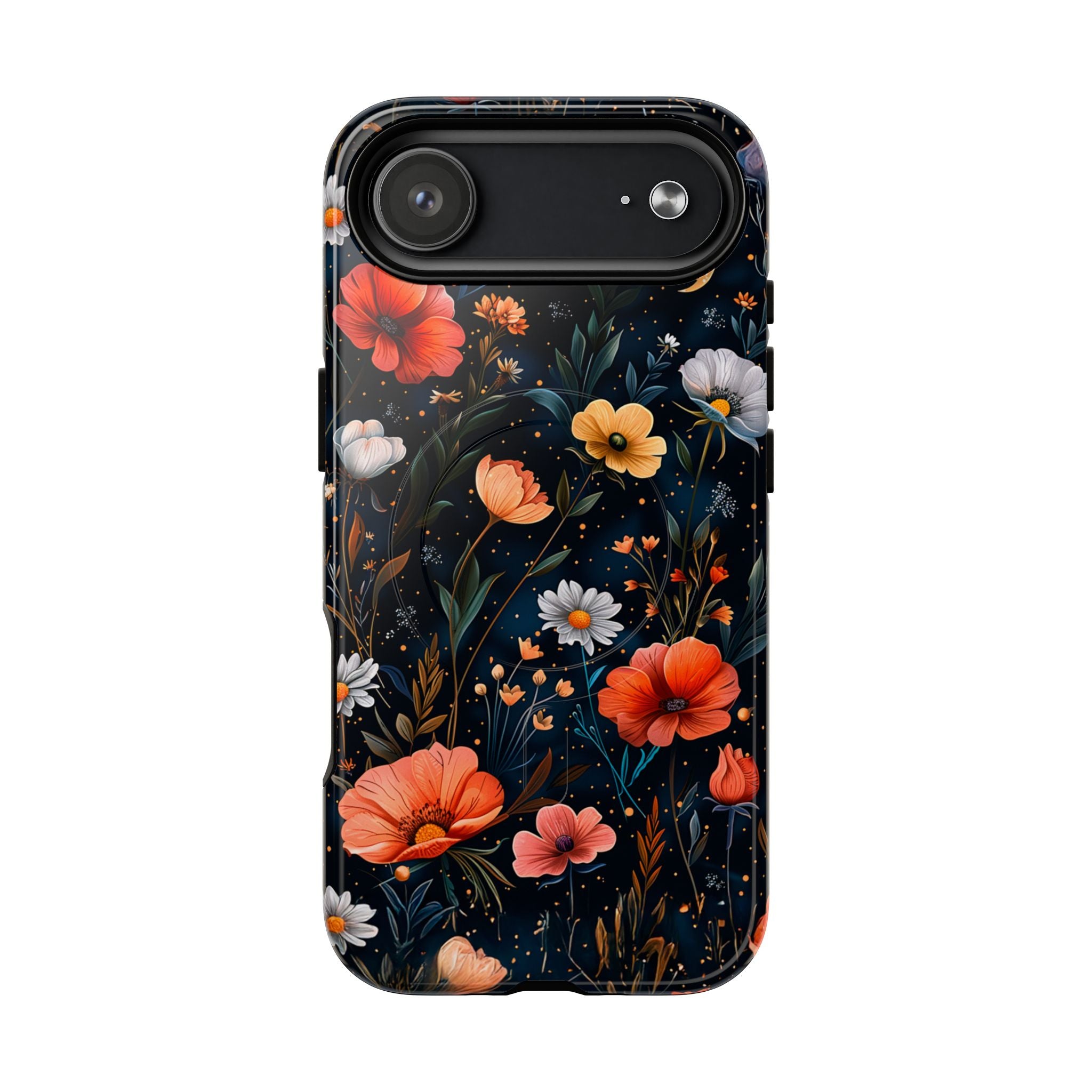 Magnetic Tough Case — Dark Floral Meadow with Moon & Daisies