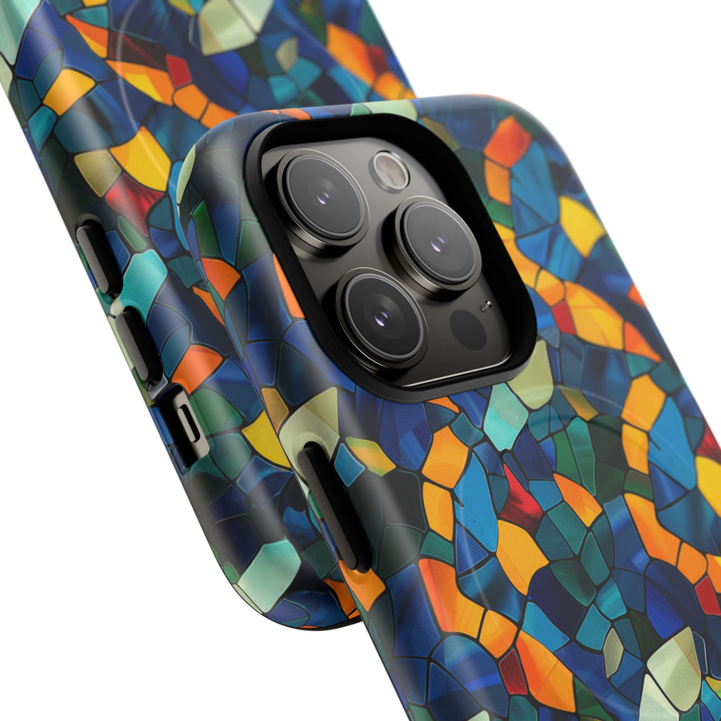 Stained Glass Mosaic Tough Magnetic Phone Case — Vibrant Abstract Protective Cover