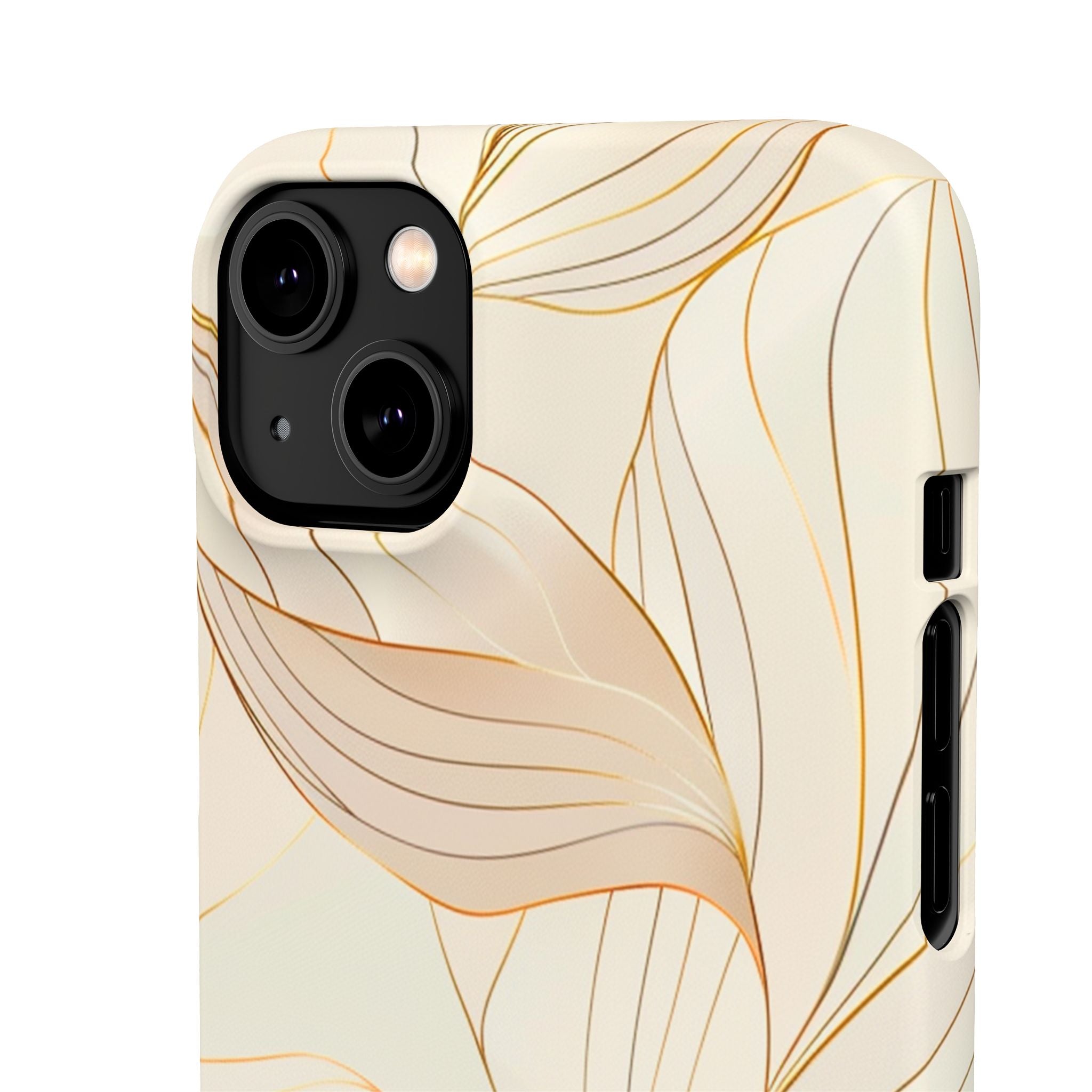 Floral Gold Leaf Phone Case — Elegant Neutral Botanical Snap Case