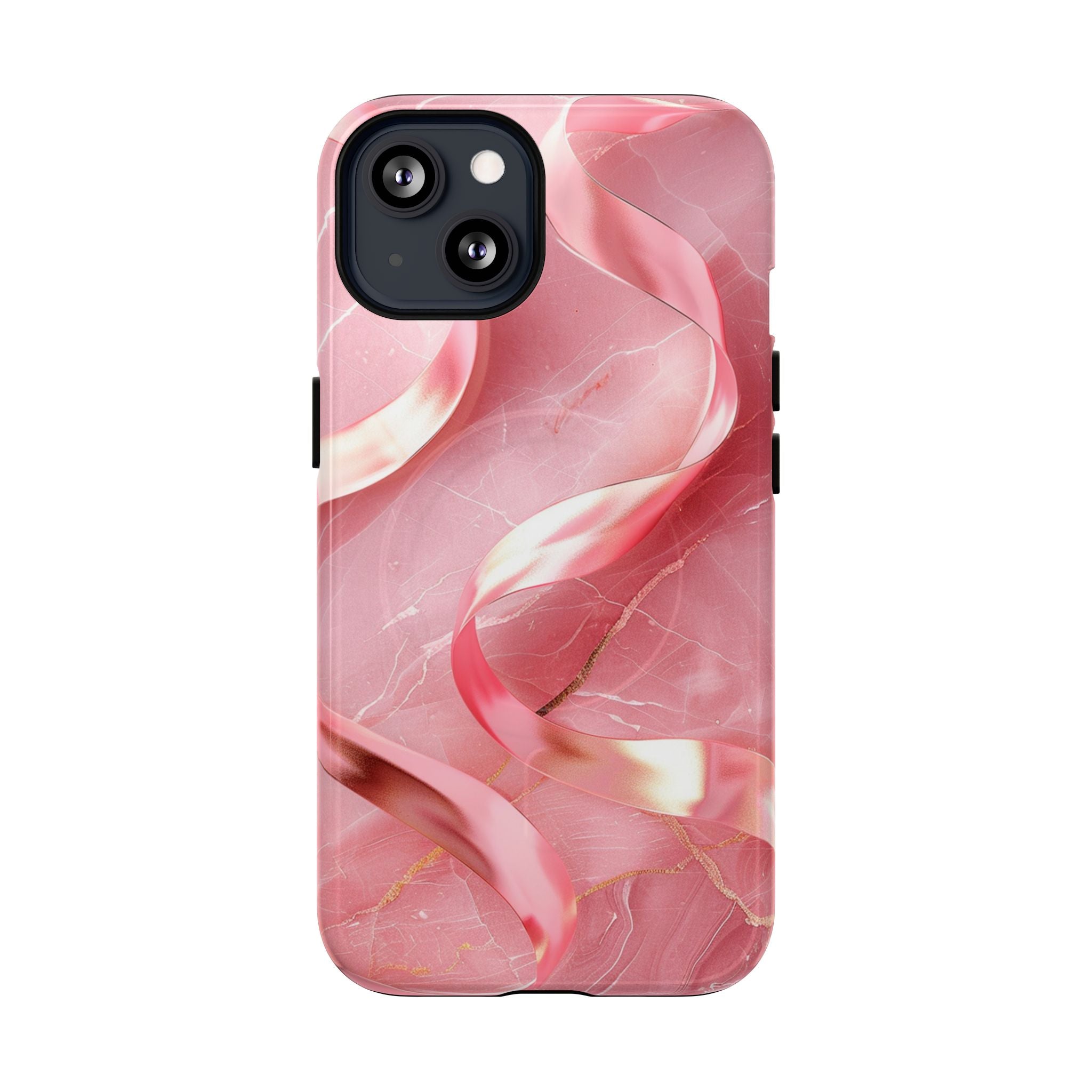 Pink Marble Tough Magnetic Phone Case — Abstract Rose Swirl Magnetic iPhone Cover