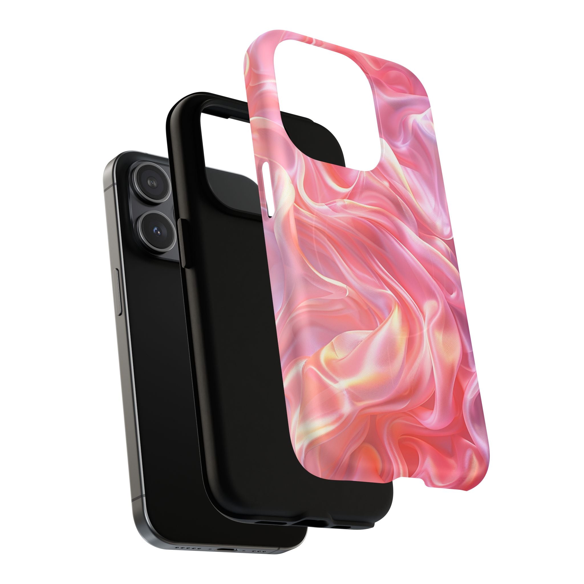 Pink Swirl Tough Magnetic Phone Case — Protective Magnetic iPhone Cover with Iridescent Marble Design