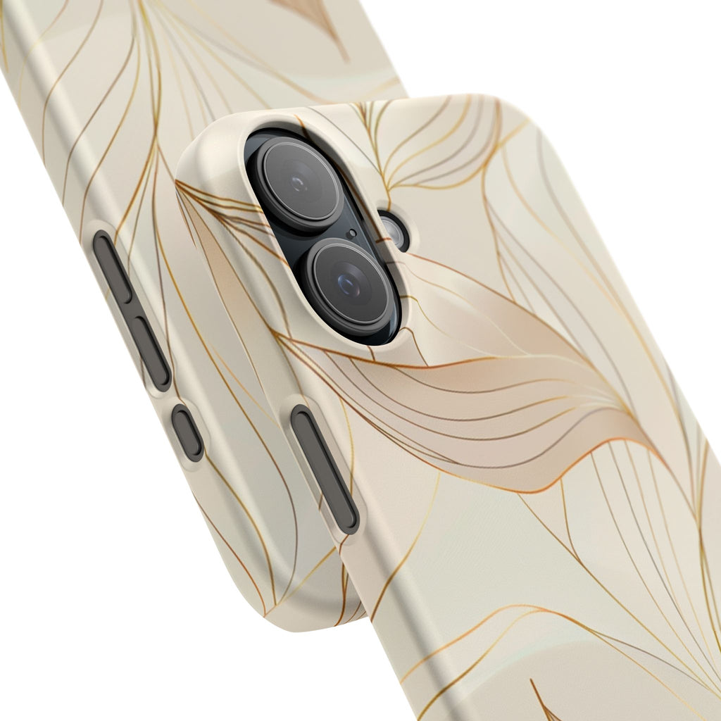 Floral Gold Leaf Phone Case — Elegant Neutral Botanical Snap Case