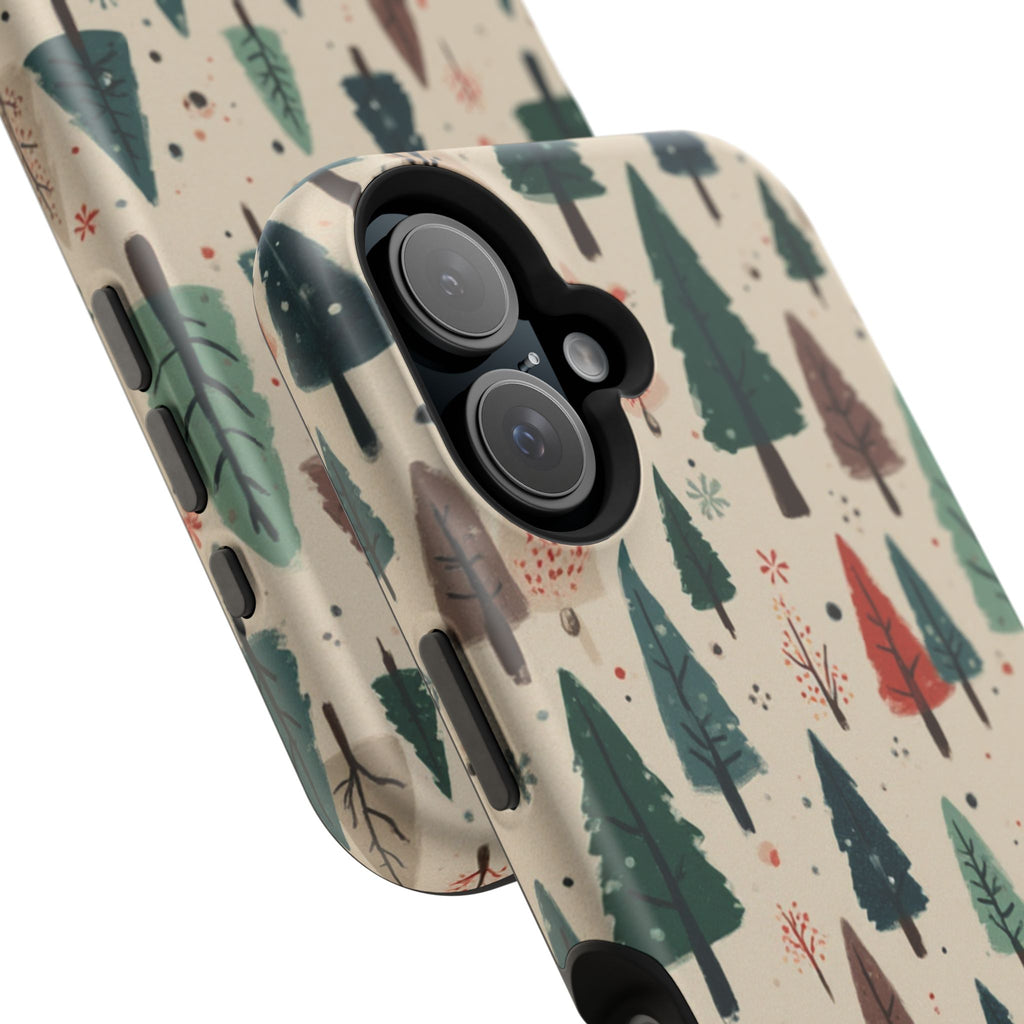 Forest Pattern Magnetic Impact-Resistant Phone Case — Winter Tree Design