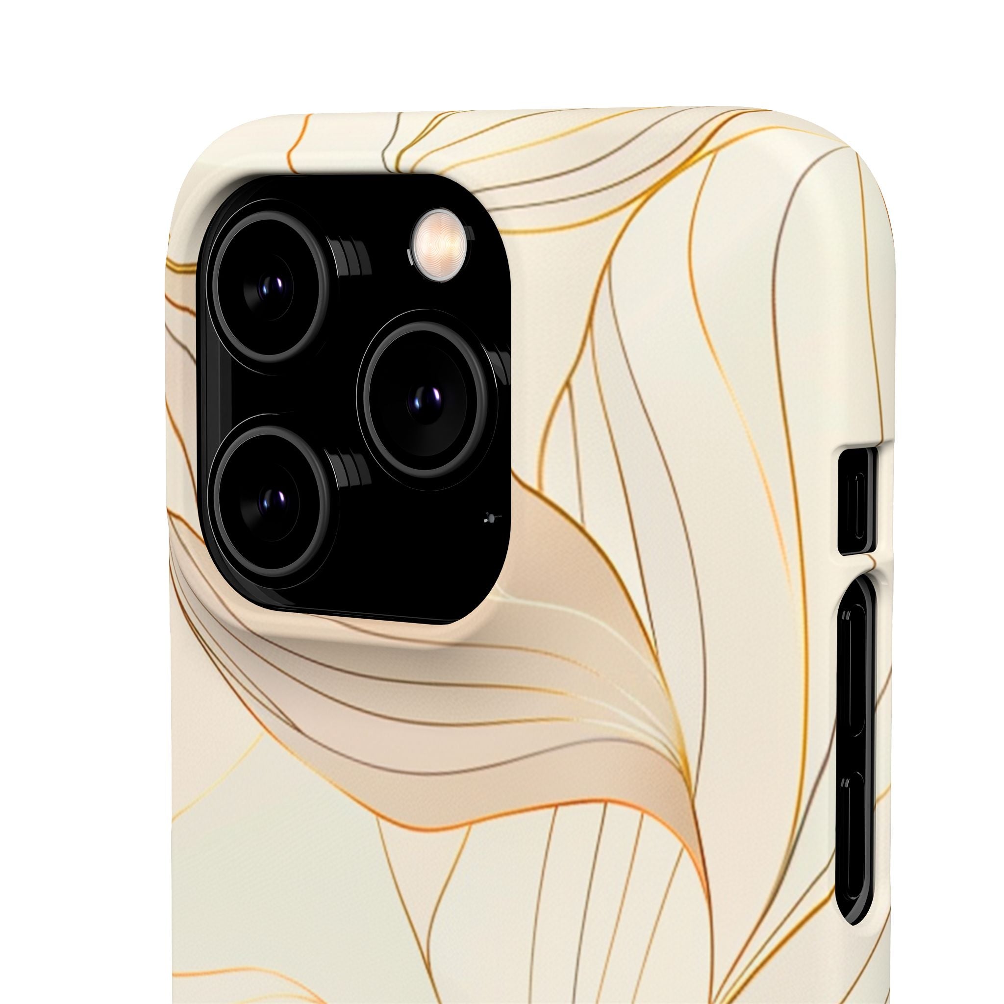Floral Gold Leaf Phone Case — Elegant Neutral Botanical Snap Case
