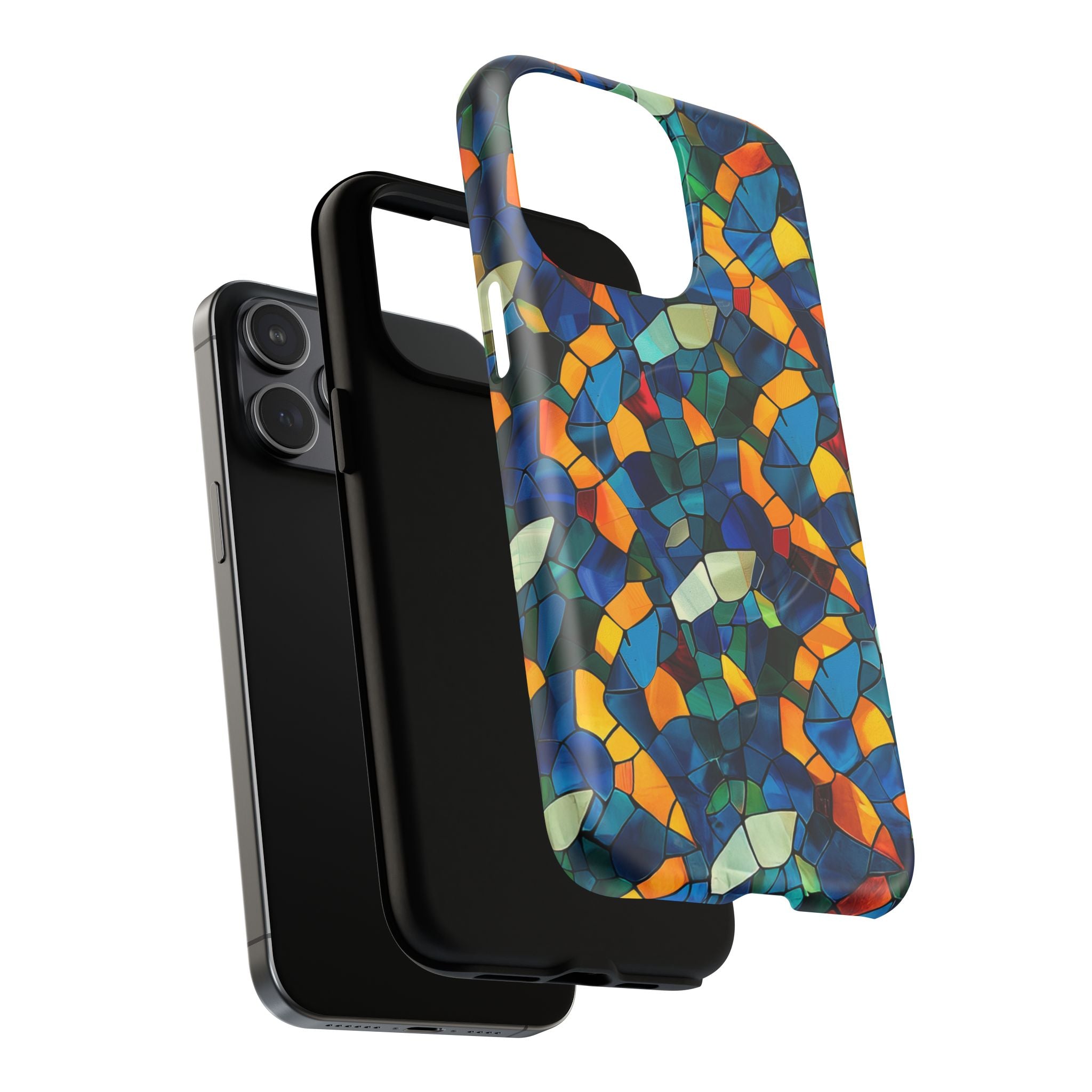 Stained Glass Mosaic Tough Magnetic Phone Case — Vibrant Abstract Protective Cover