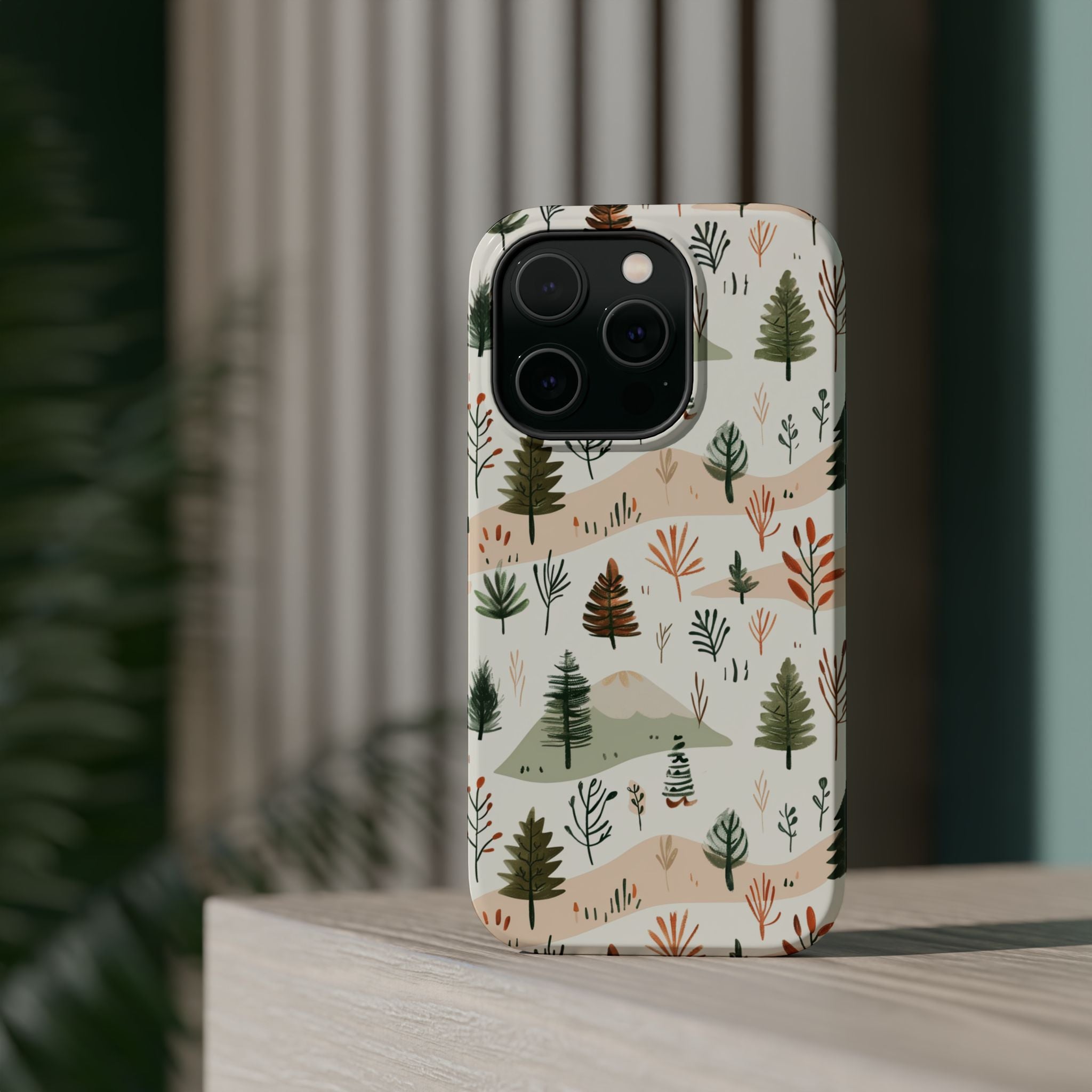 Magnetic Impact-Resistant Phone Case — Woodland Trees Pattern