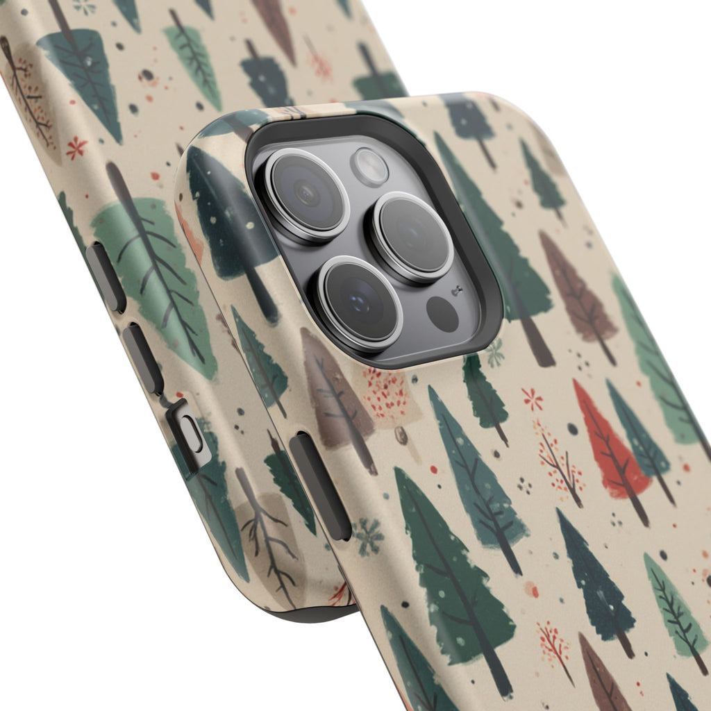 Forest Pattern Magnetic Impact-Resistant Phone Case — Winter Tree Design