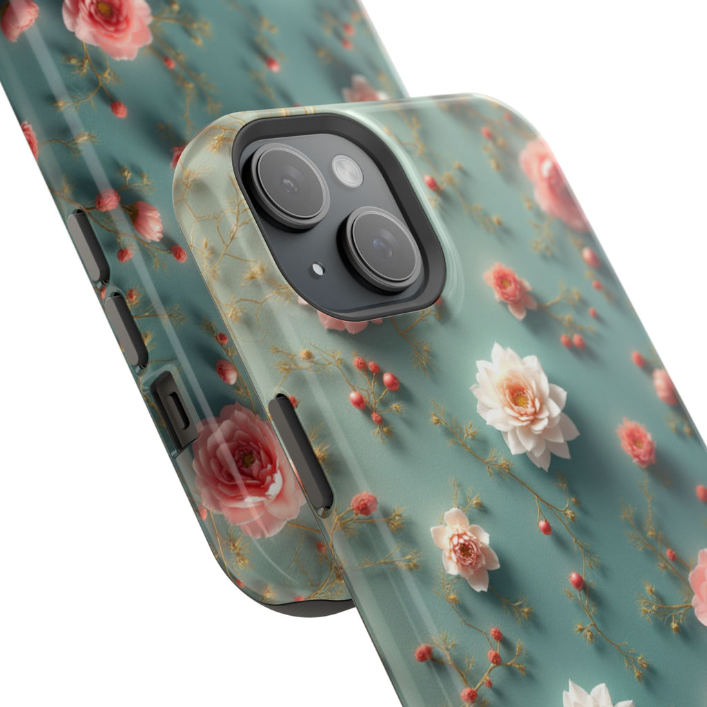 Floral Rose Pattern Magnetic Impact-Resistant Phone Case