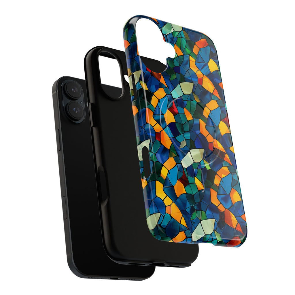 Stained Glass Mosaic Tough Magnetic Phone Case — Vibrant Abstract Protective Cover