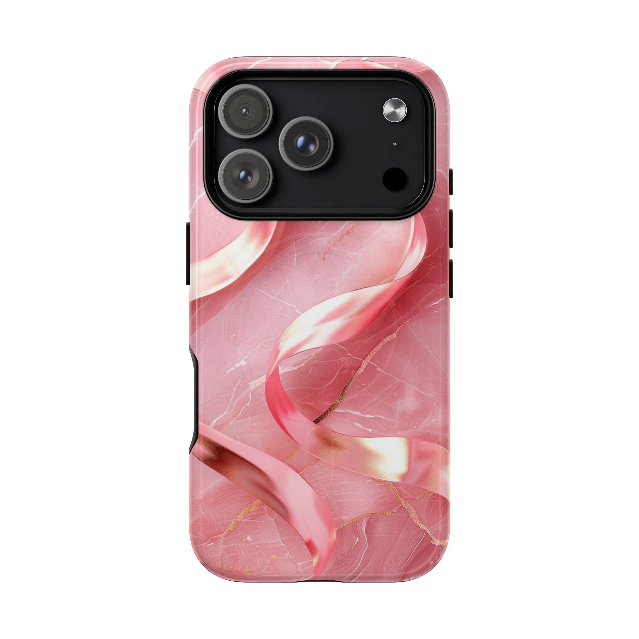 Pink Marble Tough Magnetic Phone Case — Abstract Rose Swirl Magnetic iPhone Cover