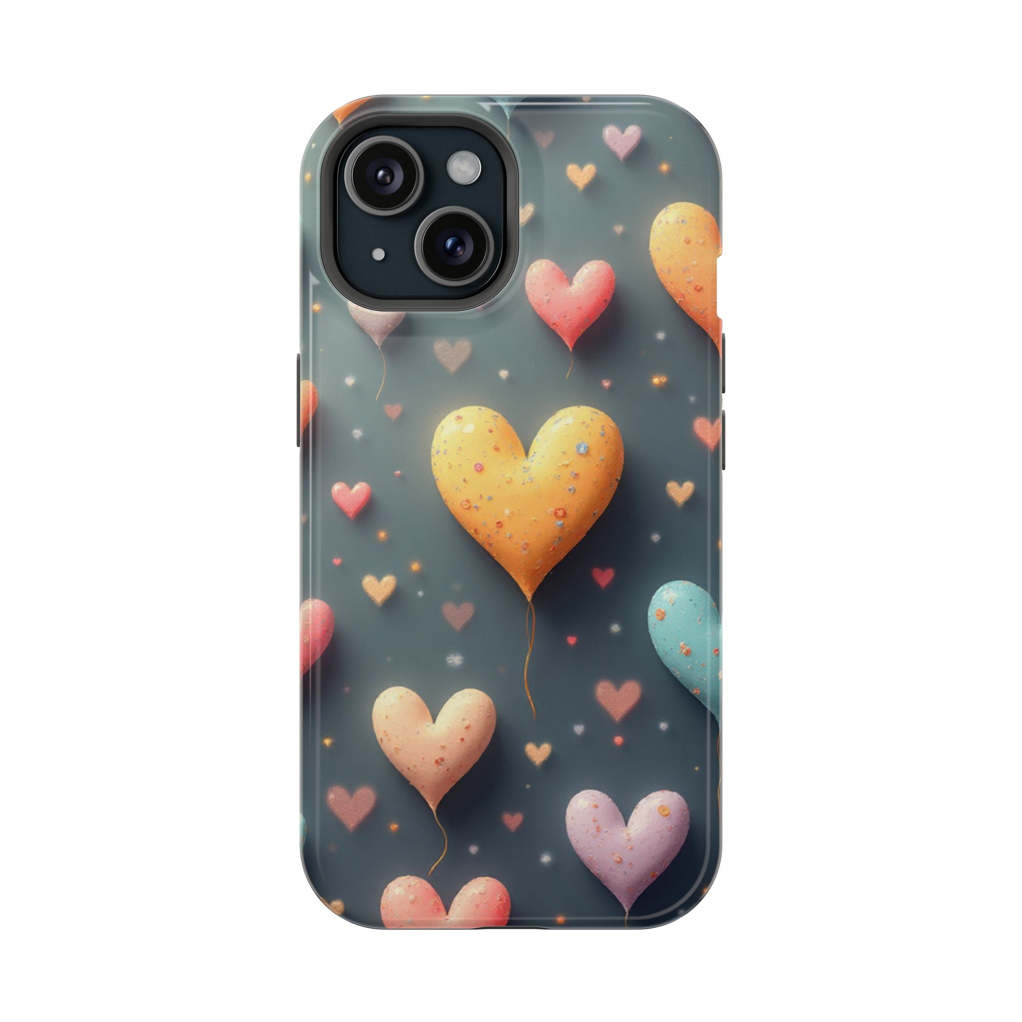 Magnetic Impact-Resistant Phone Case — Colorful Floating Heart Design