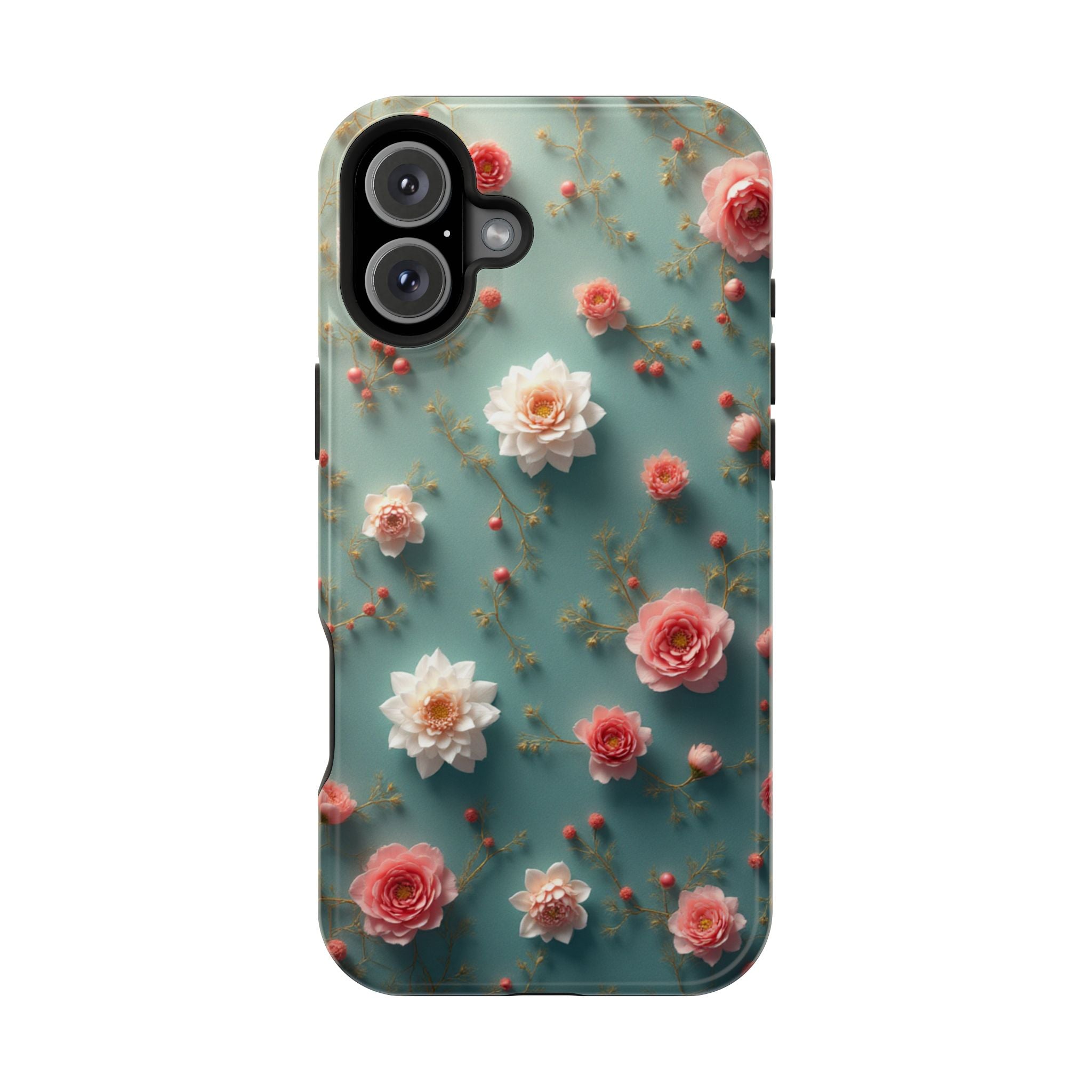 Floral Rose Pattern Magnetic Impact-Resistant Phone Case
