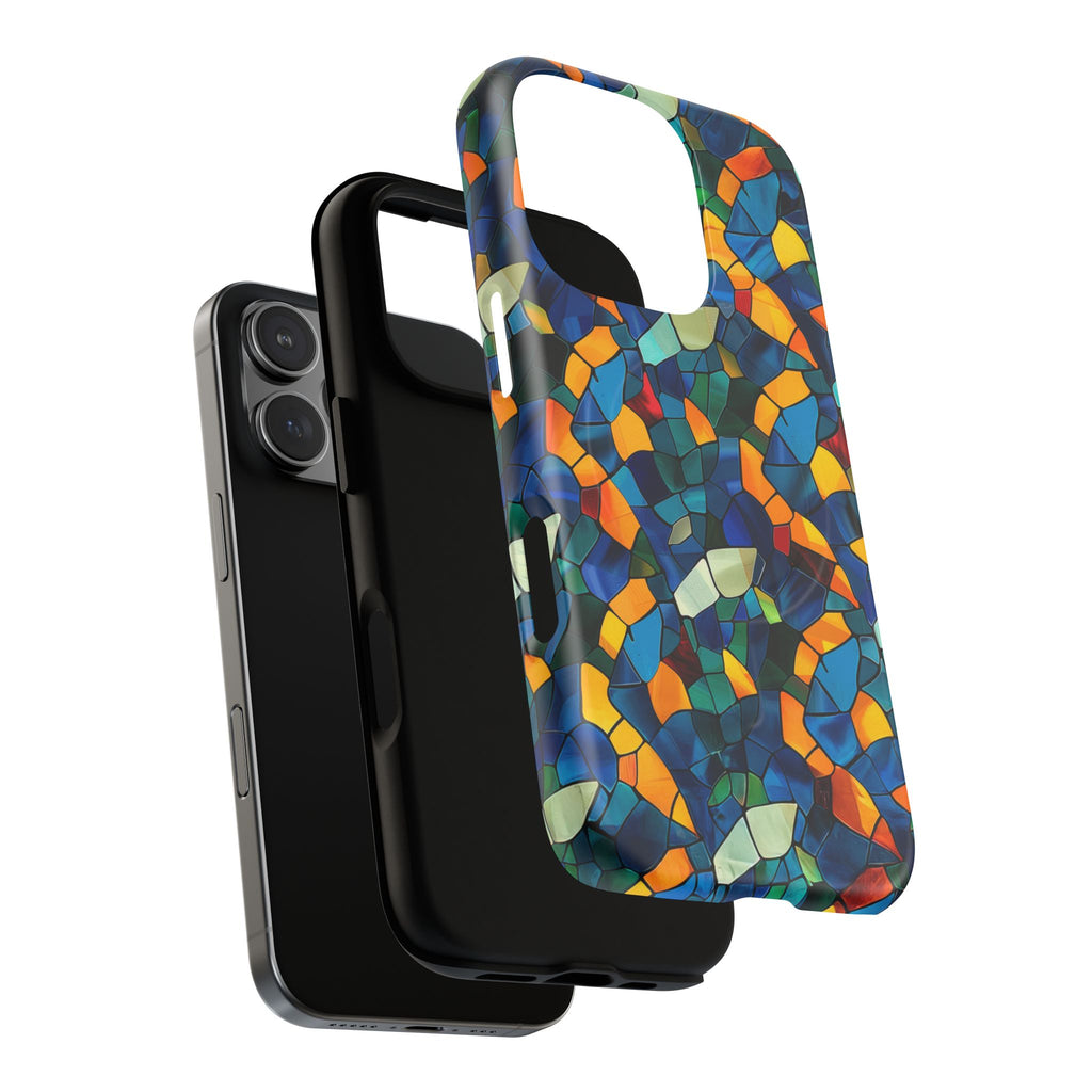 Stained Glass Mosaic Tough Magnetic Phone Case — Vibrant Abstract Protective Cover