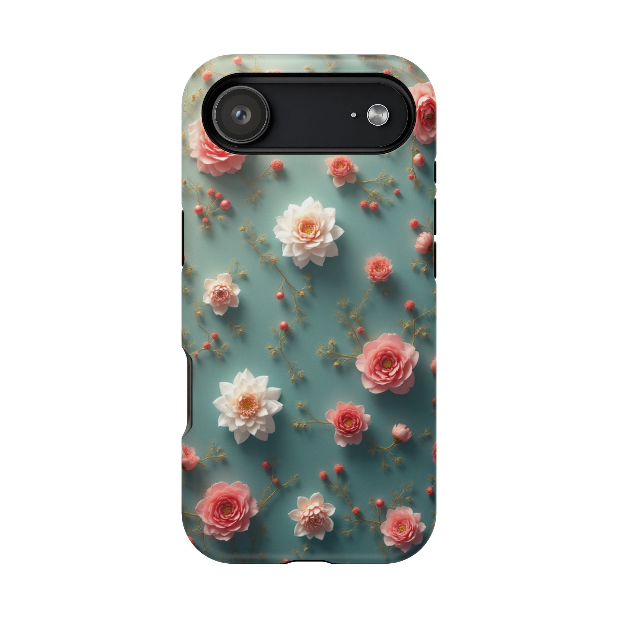 Floral Rose Pattern Magnetic Impact-Resistant Phone Case