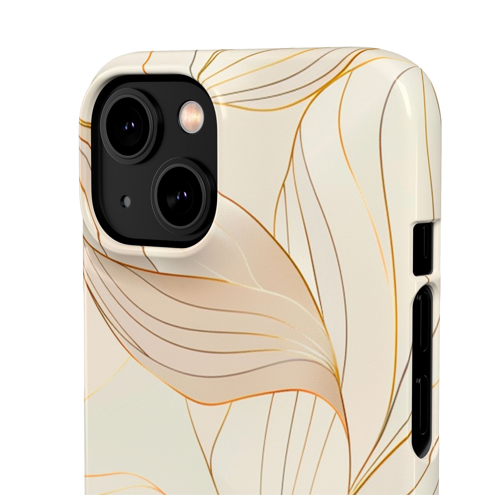 Floral Gold Leaf Phone Case — Elegant Neutral Botanical Snap Case
