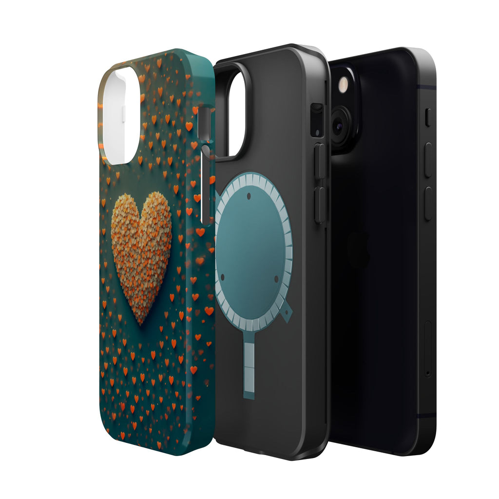 Magnetic Impact-Resistant Phone Case — Textured Heart Confetti Design