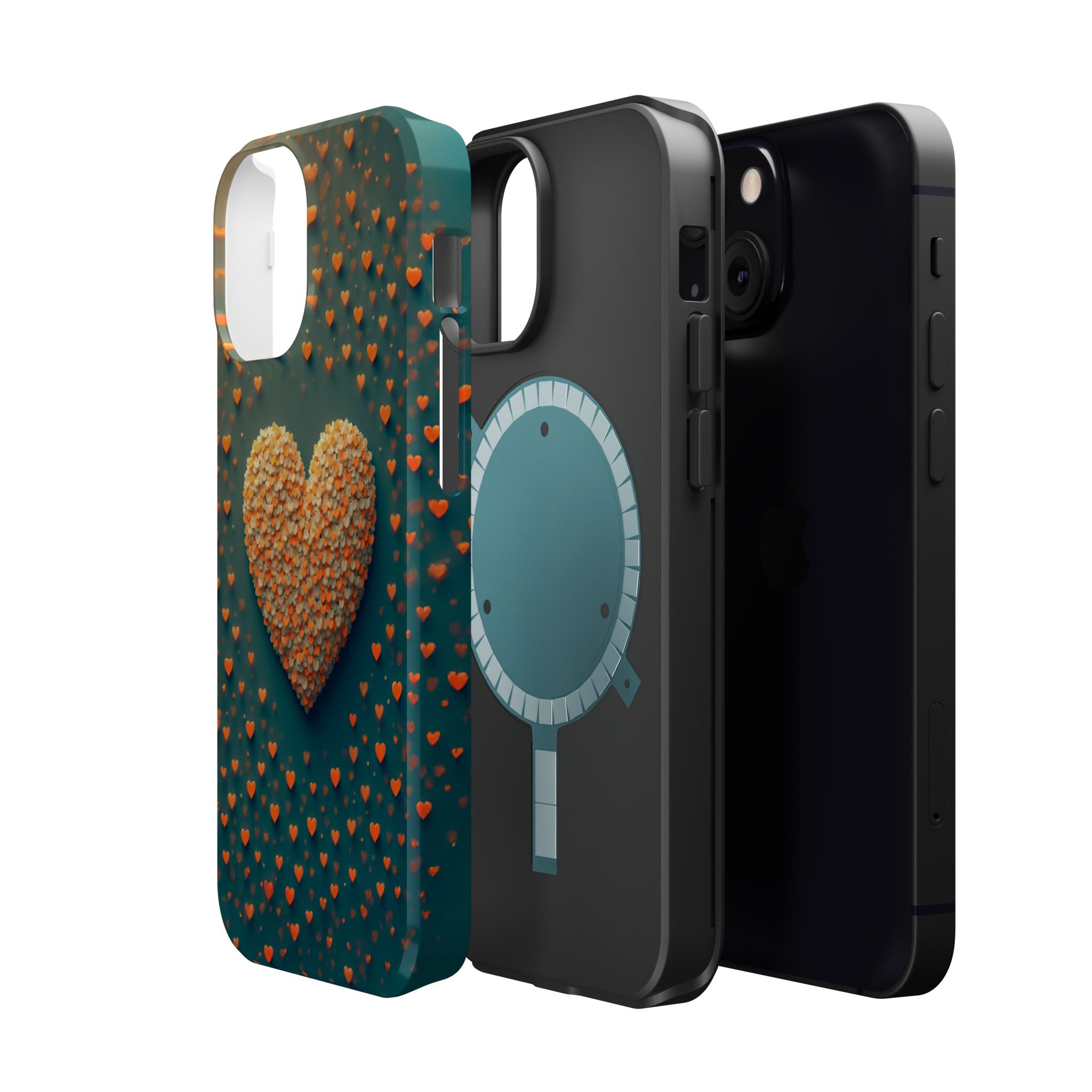 Magnetic Impact-Resistant Phone Case — Textured Heart Confetti Design