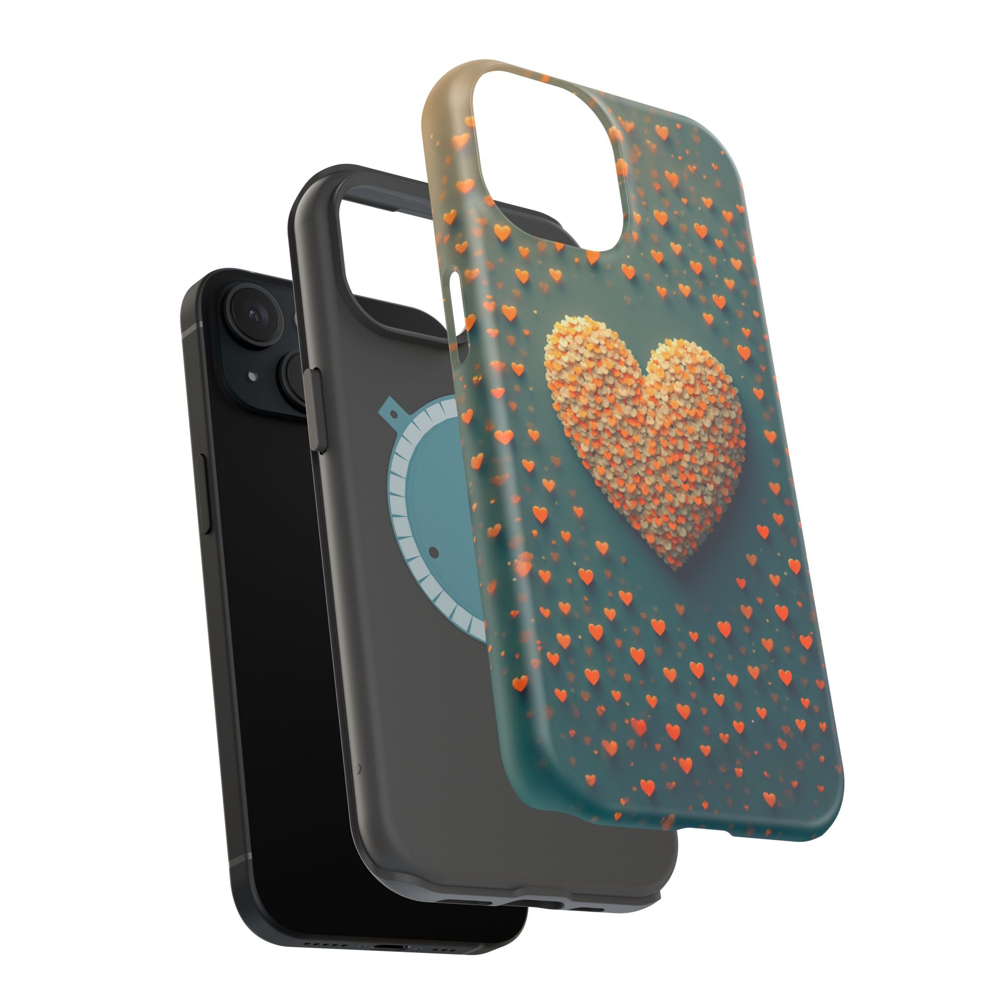 Magnetic Impact-Resistant Phone Case — Textured Heart Confetti Design