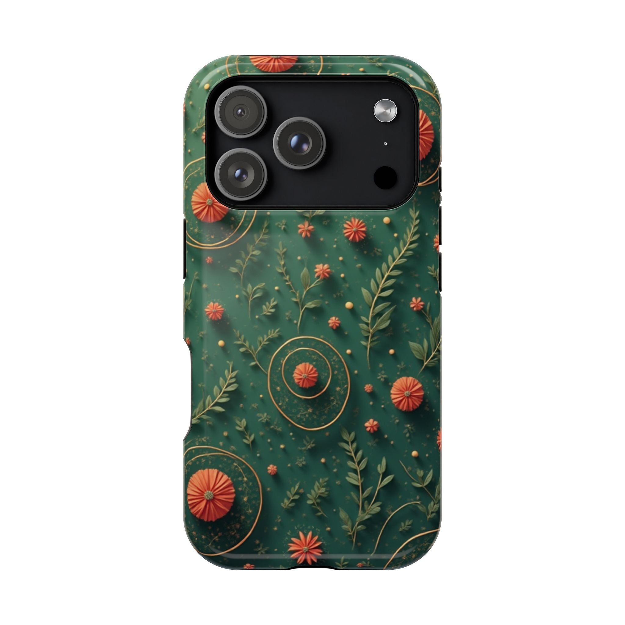 Floral Green Magnetic Impact Phone Case — Protective Botanical Design