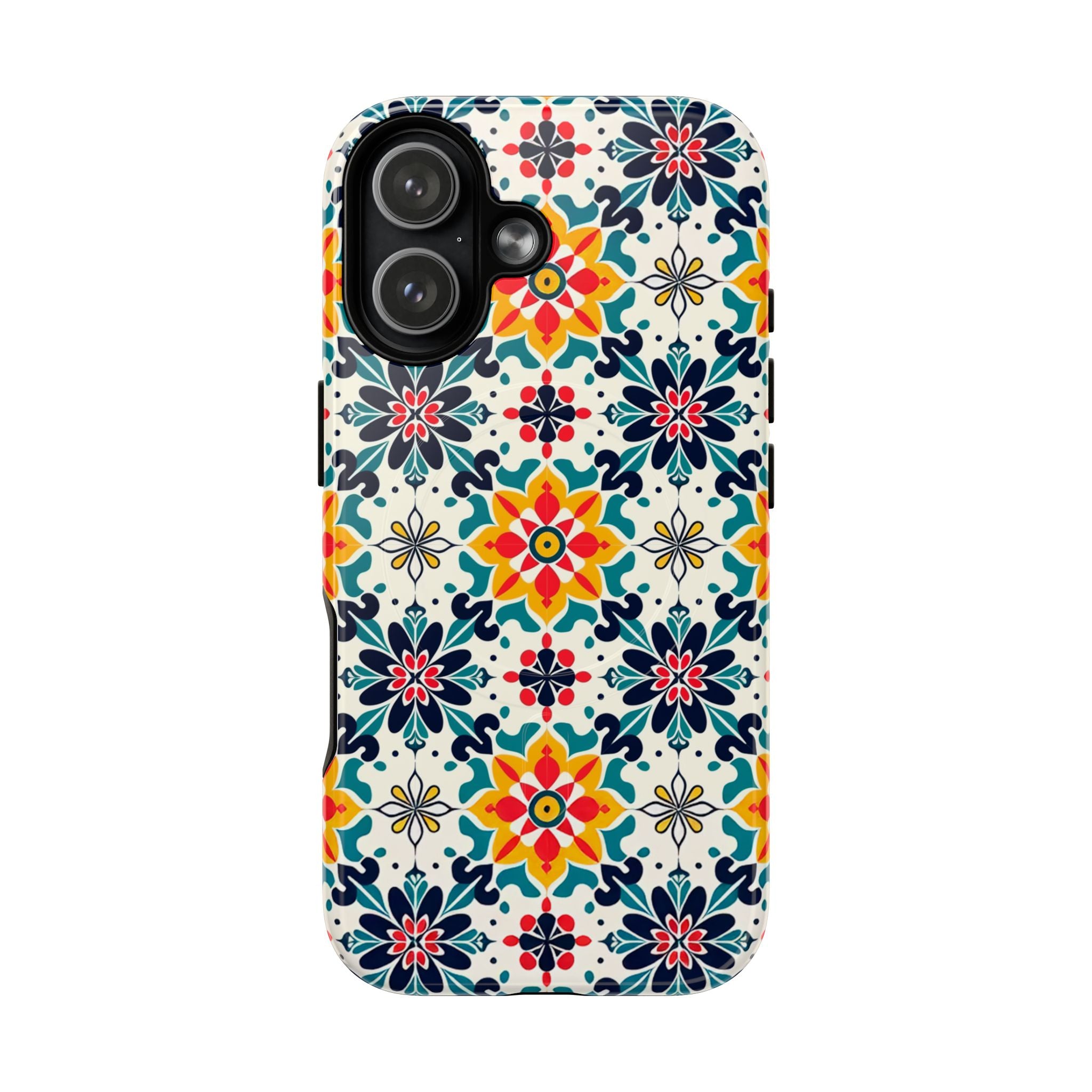 Floral Mosaic Tough Magnetic Phone Case — Colorful Boho Protective Cover