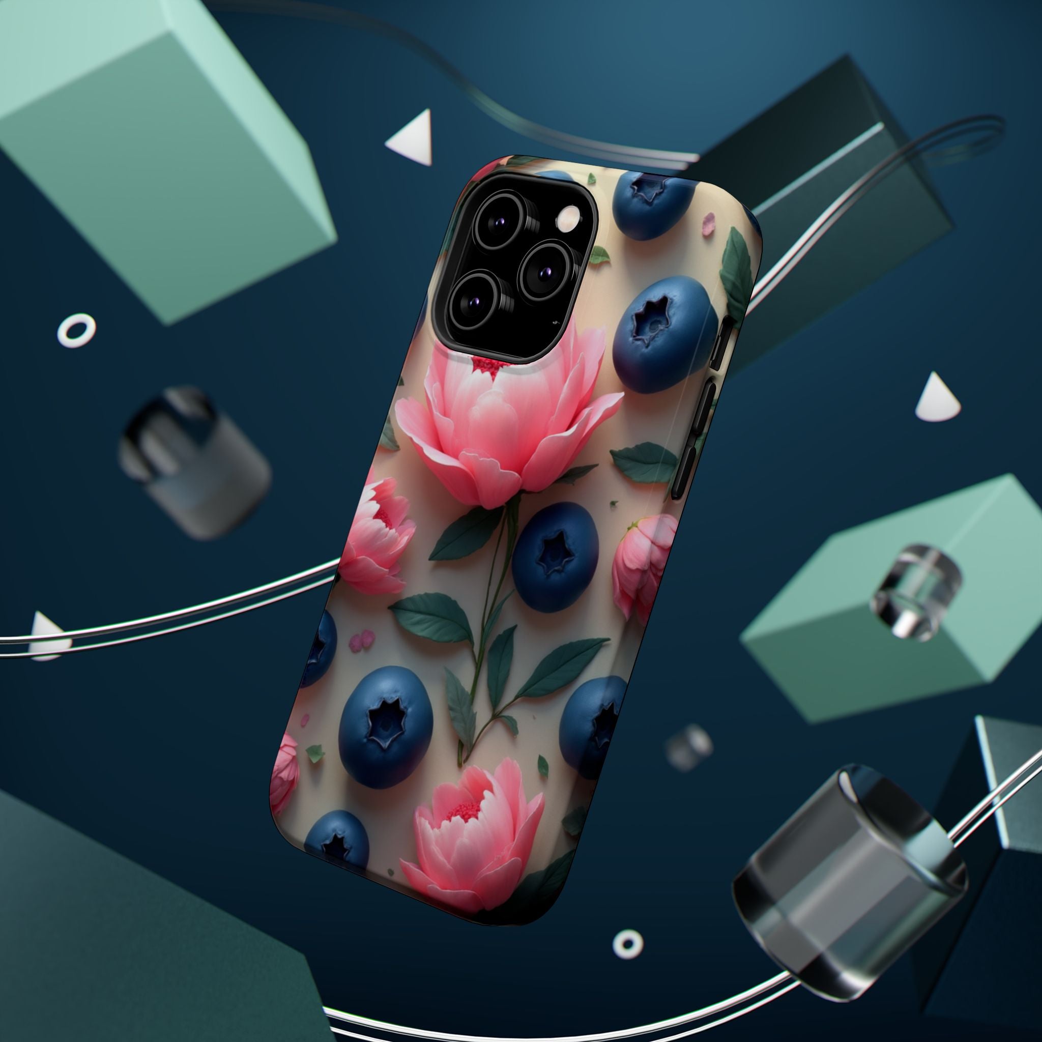 Floral Blueberry Phone Case — Magnetic Impact-Resistant