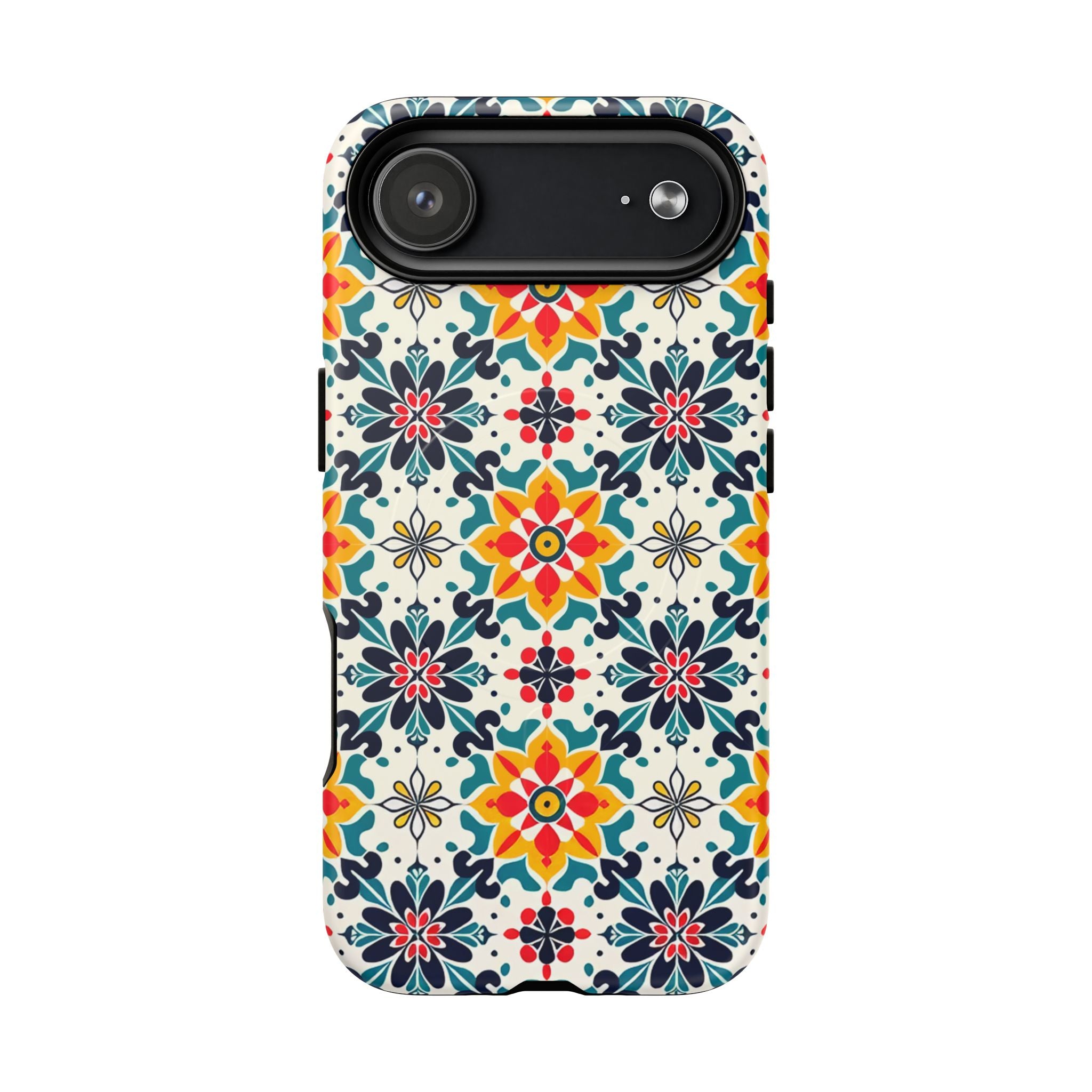 Floral Mosaic Tough Magnetic Phone Case — Colorful Boho Protective Cover