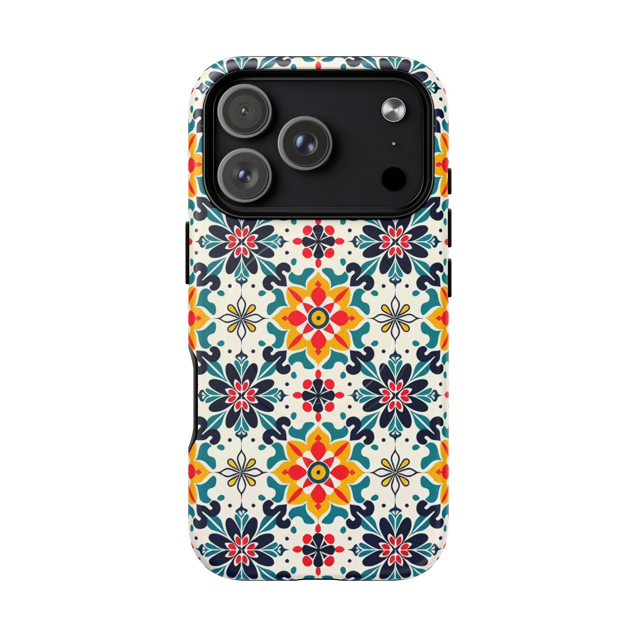 Floral Mosaic Tough Magnetic Phone Case — Colorful Boho Protective Cover
