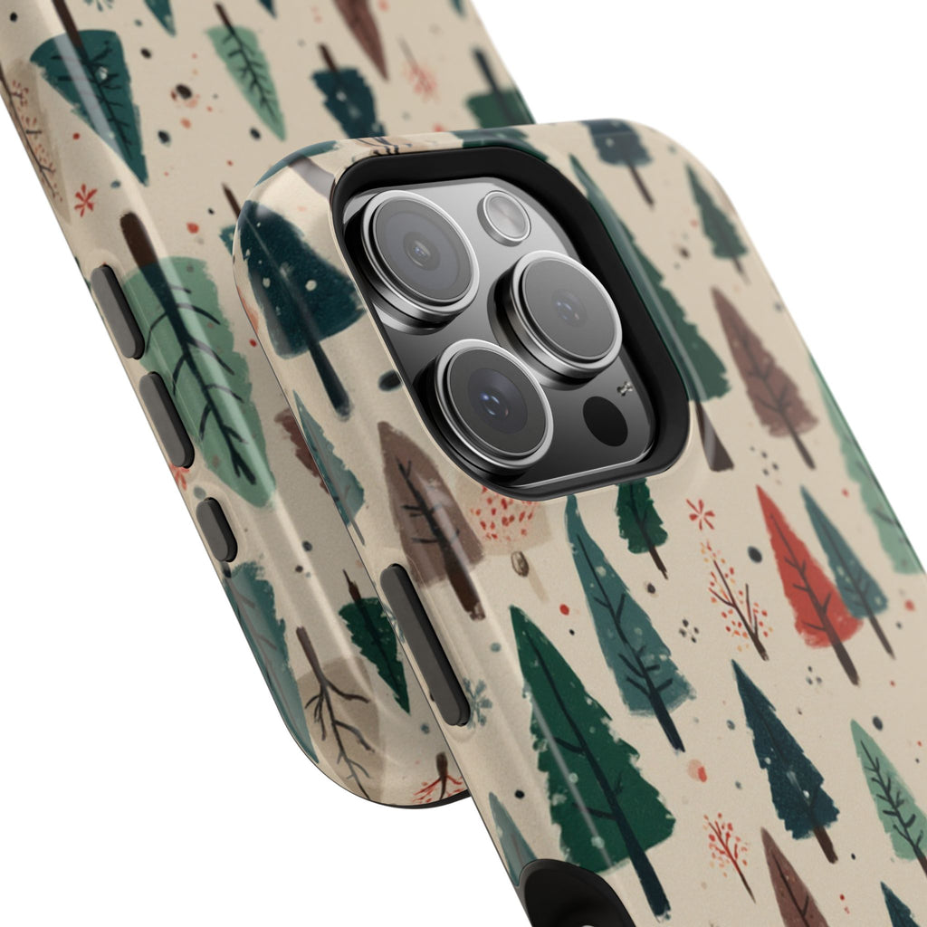 Forest Pattern Magnetic Impact-Resistant Phone Case — Winter Tree Design