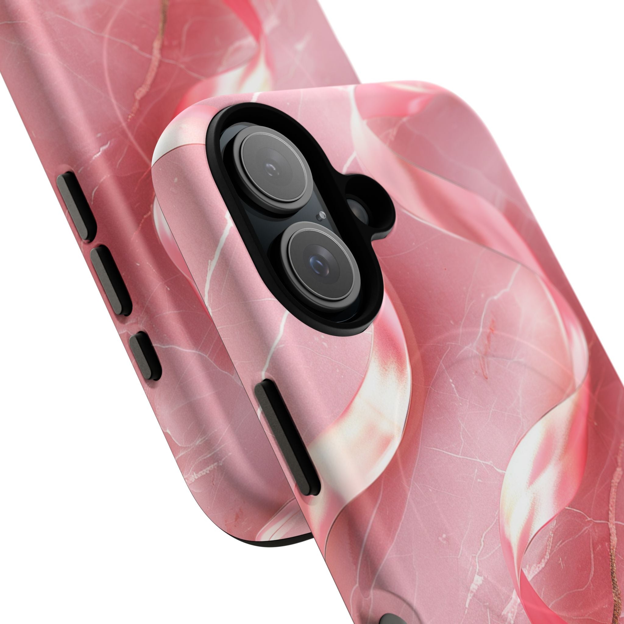 Pink Marble Tough Magnetic Phone Case — Abstract Rose Swirl Magnetic iPhone Cover