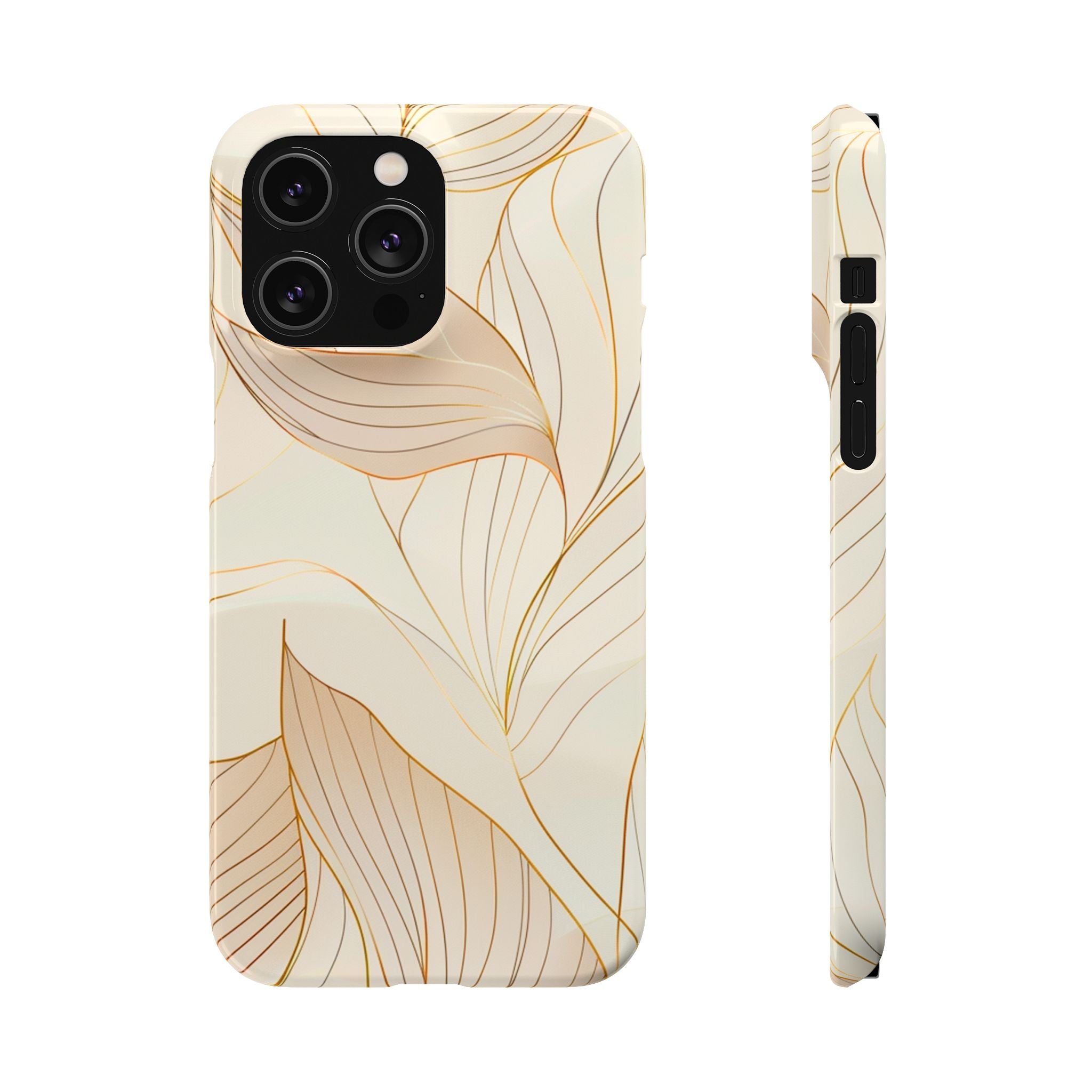 Floral Gold Leaf Phone Case — Elegant Neutral Botanical Snap Case