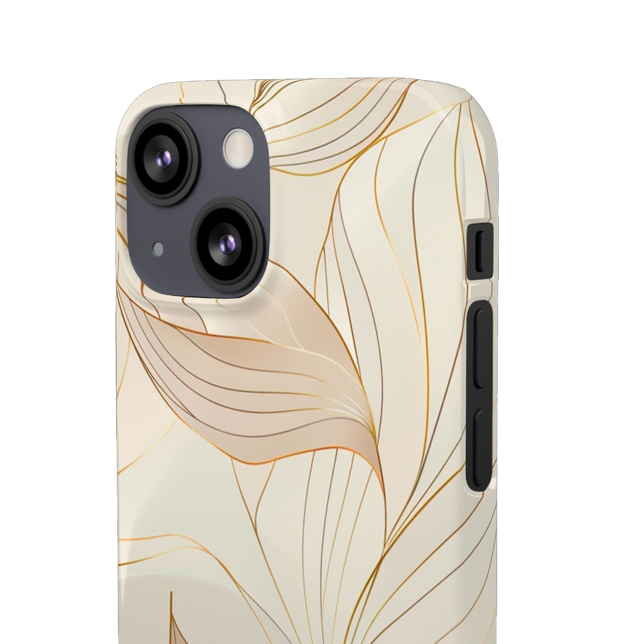 Floral Gold Leaf Phone Case — Elegant Neutral Botanical Snap Case